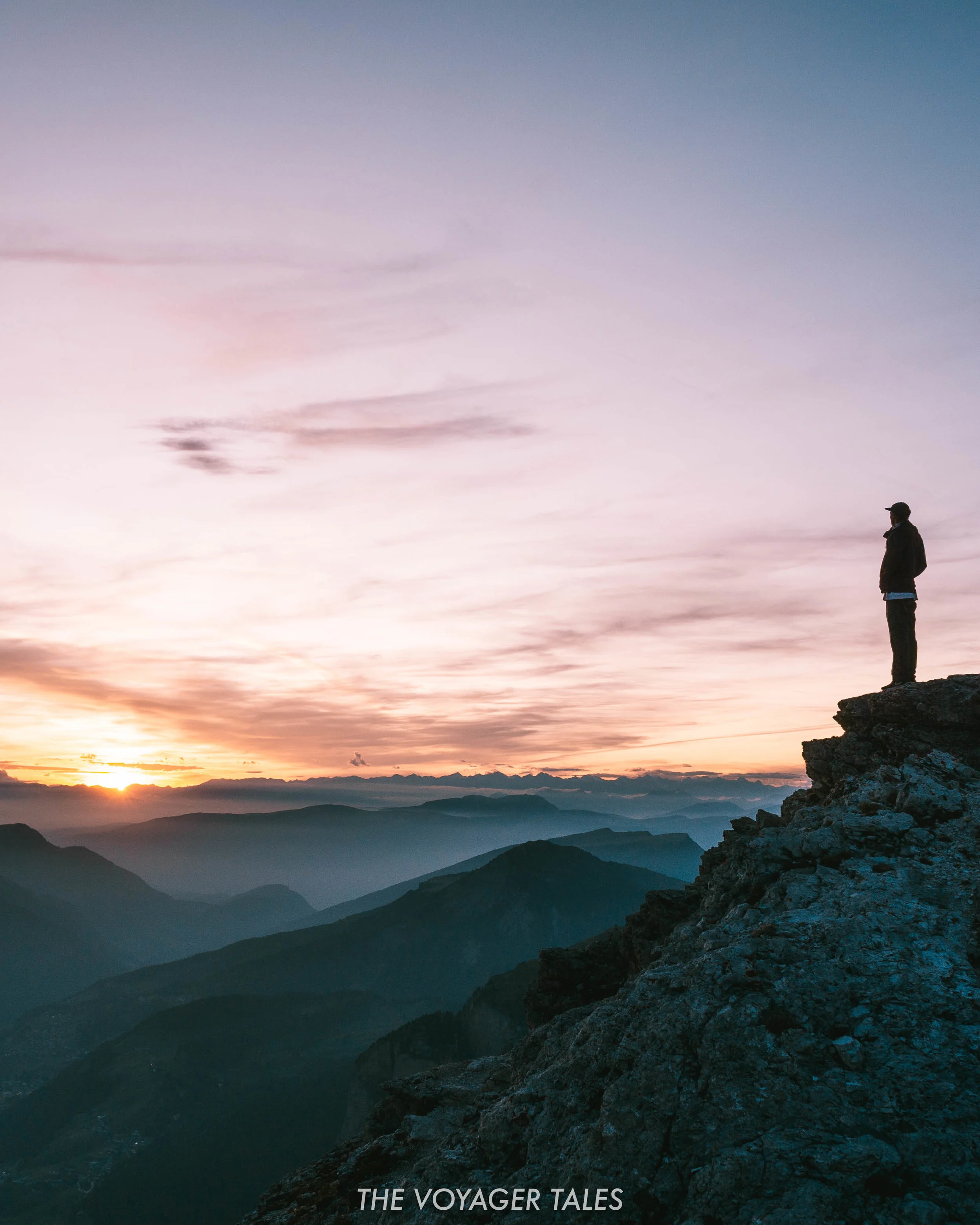 Watching sunset from summit of Gran Cir in Val Gardena