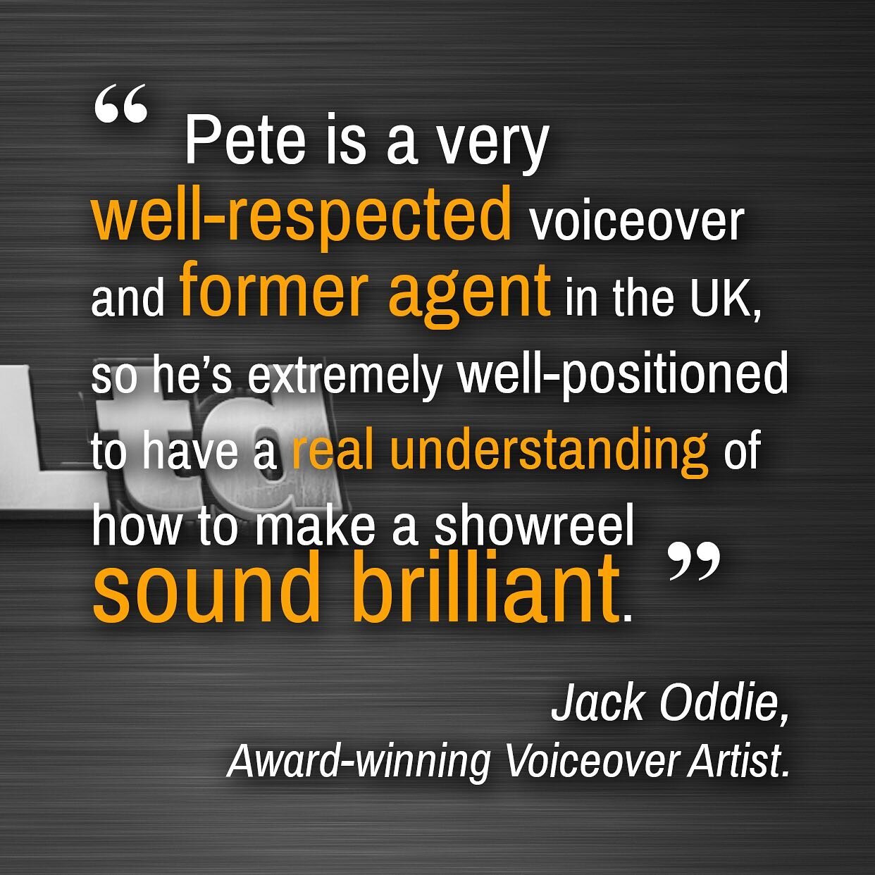 Huge thanks to Jack Oddie for this lovely testimonial. 
This guy has more awards than I&rsquo;ve had hot pasties so his kind words carry some weight. #voiceovertalent #voiceover #ukvoiceover #voicereel #voiceovershowreel #voiceactor