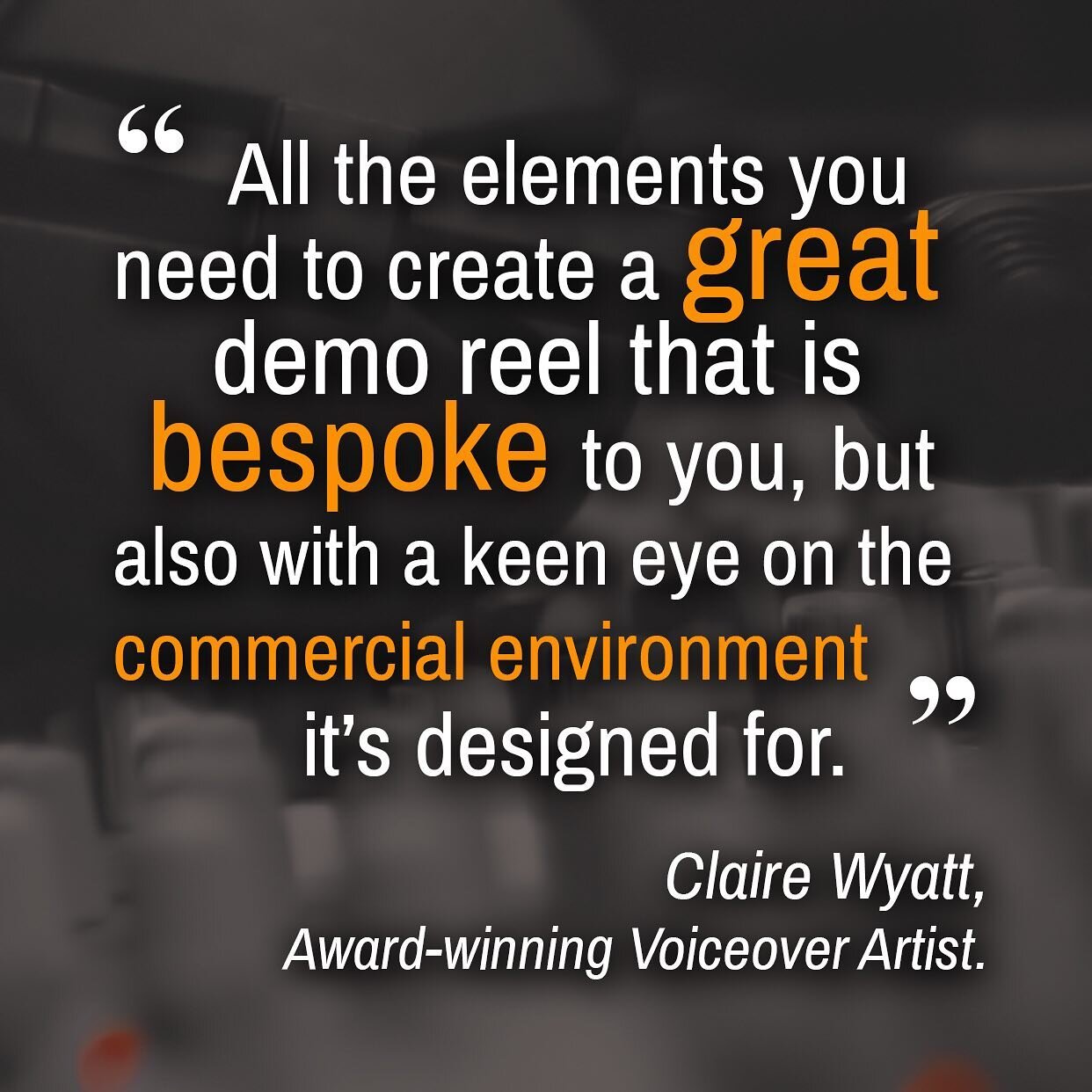 At Voice Lab, we know that a #voiceovershowreel isn&rsquo;t an end in itself. 
It should position you in the market, reinforce your core brand and open new doors. 
@clairewyatt &lsquo;s lovely testimonial spells this out beautifully. 
Thanks so much 
