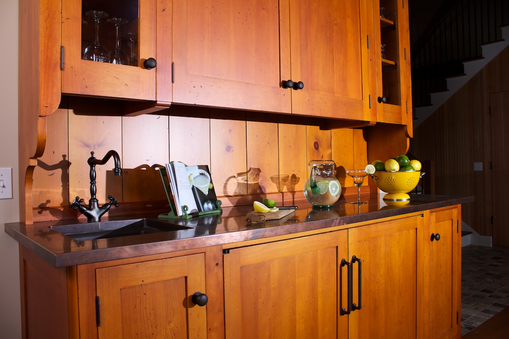 Aged Pine Wet Bar With Copper Clad Countertop Tollgate Hill Cabinet Works - Copper Clad Kitchen Cabinets Aged Pine Wet Bar With Copper Clad Countertop Tollgate Hill Cabinet Works - Copper Clad Kitchen Cabinets