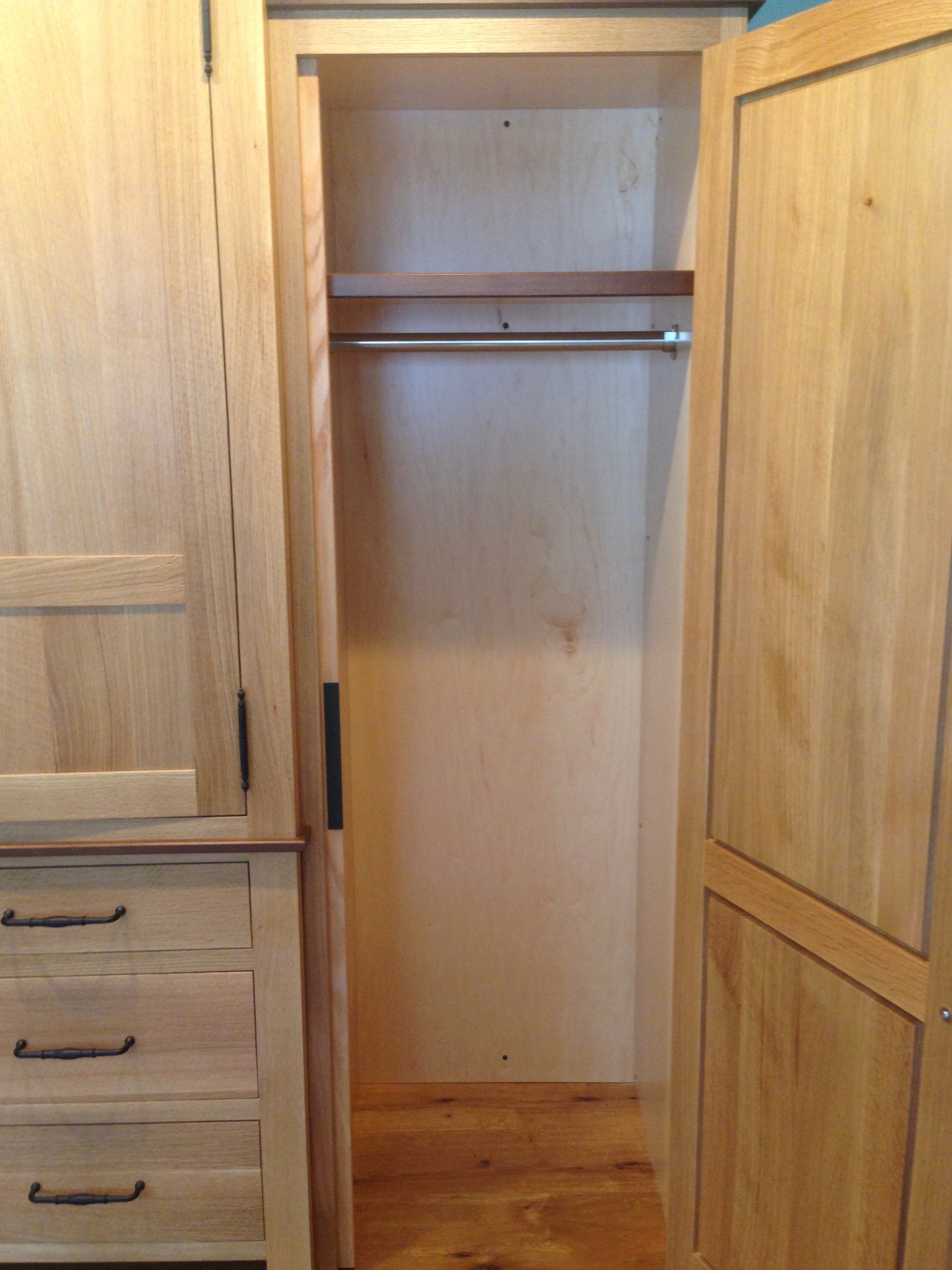 Rough Sawn Oak His Hers Wardrobe With Walnut Accents Tollgate