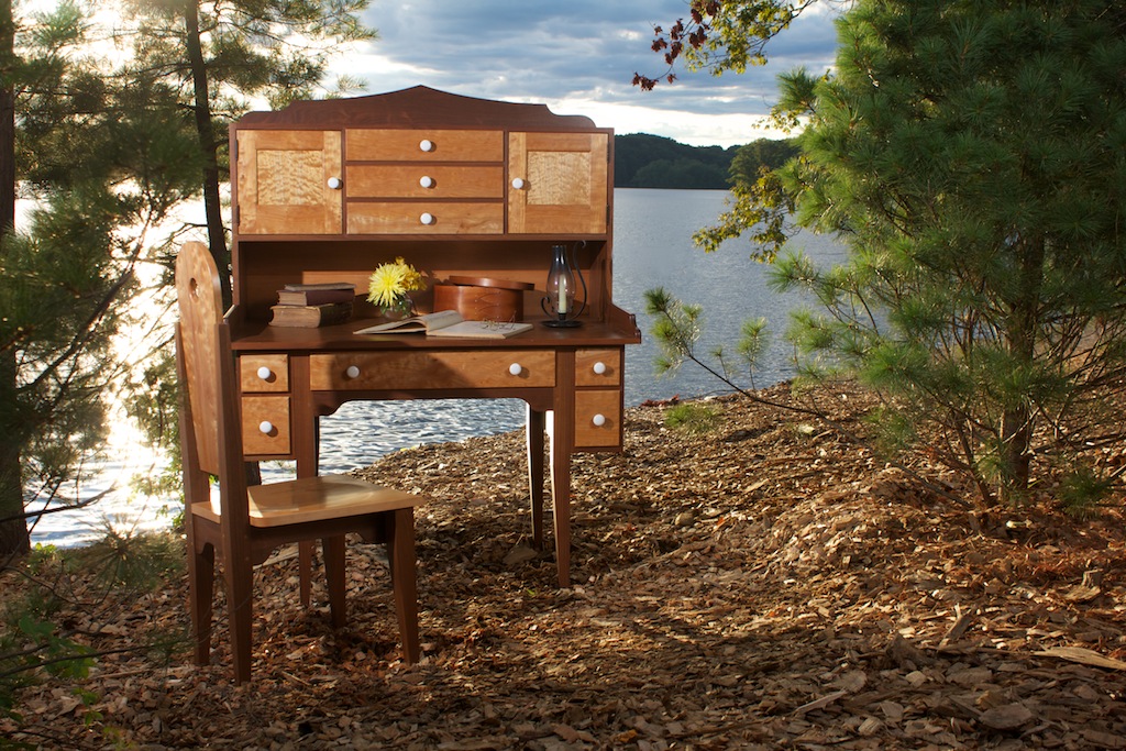 Shaker Style Walnut and Quilted Maple O ffice Suite  1.jpg