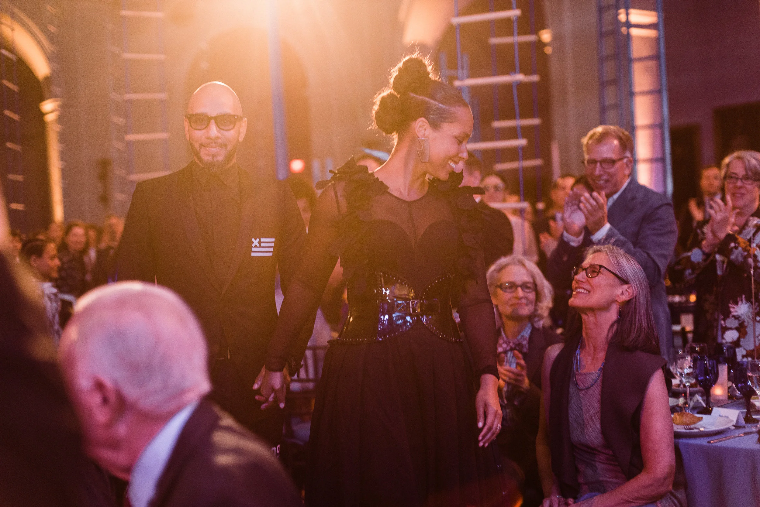The Brooklyn Artists Ball at Brooklyn Museum 2017. Swizz Beats and Alicia Keys recieve their honorary award