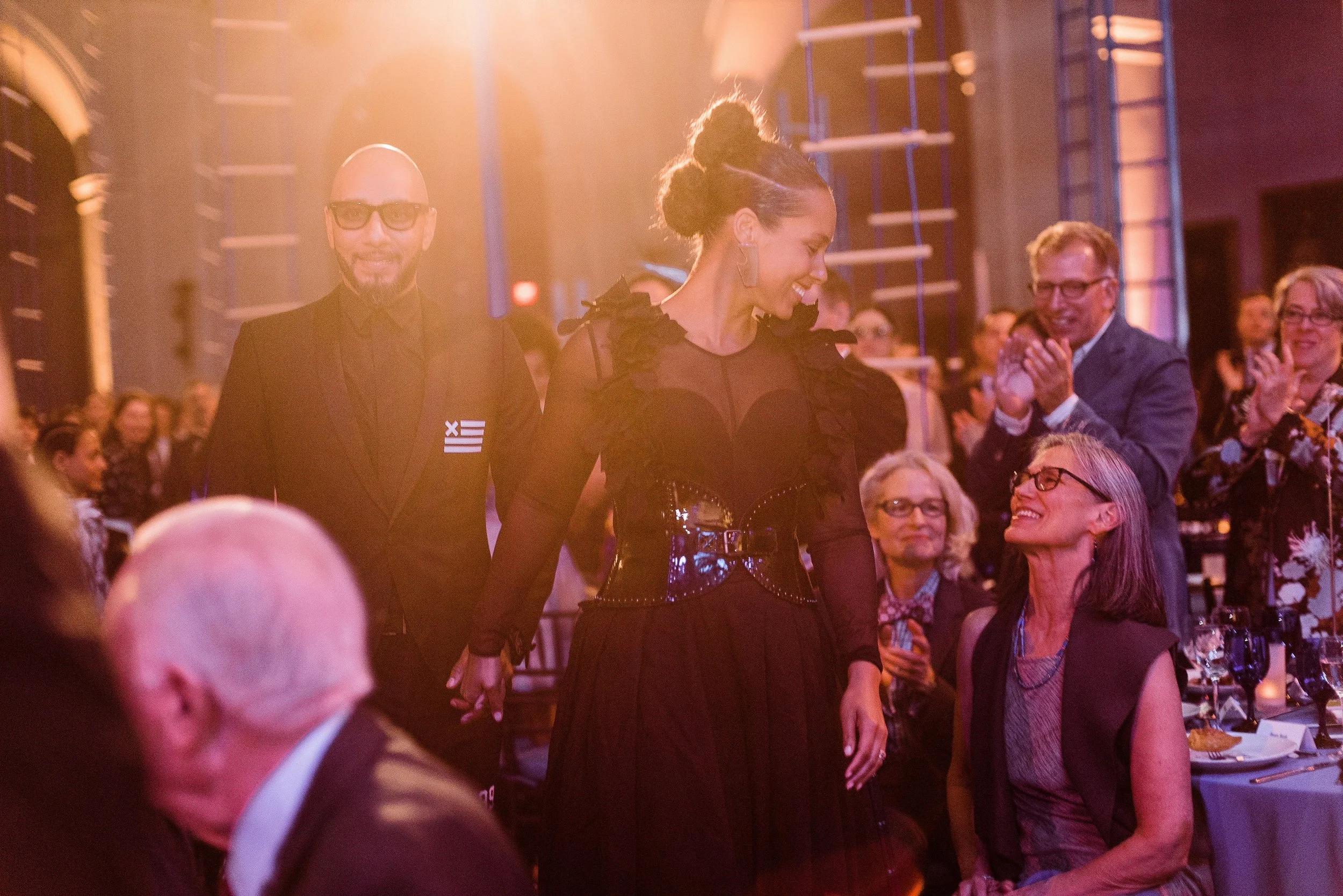 The Brooklyn Artists Ball at Brooklyn Museum 2017. Swizz Beats and Alicia Keys recieve their honorary award