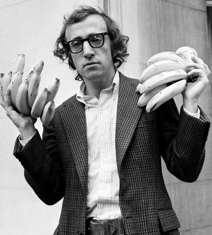 Woody Allen, promoting the movie Bananas ?, from http://www.worldemand.com/social/woody-allen