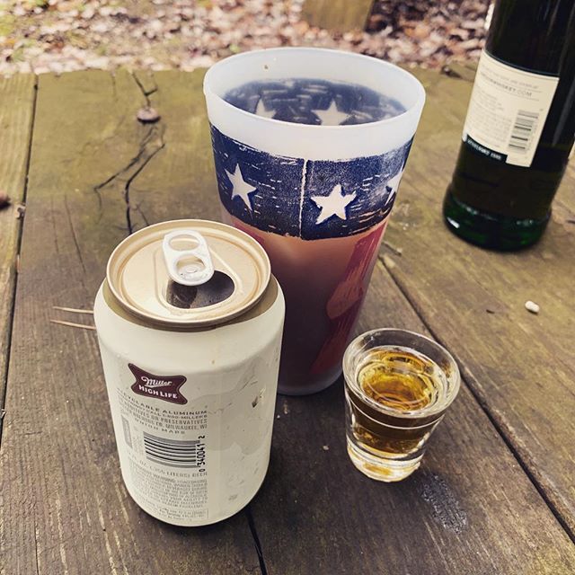 Bloody Mary, Jameson and High Life. The Holy Trinity. #cottagemornings #whiskeyandbeer #michigan