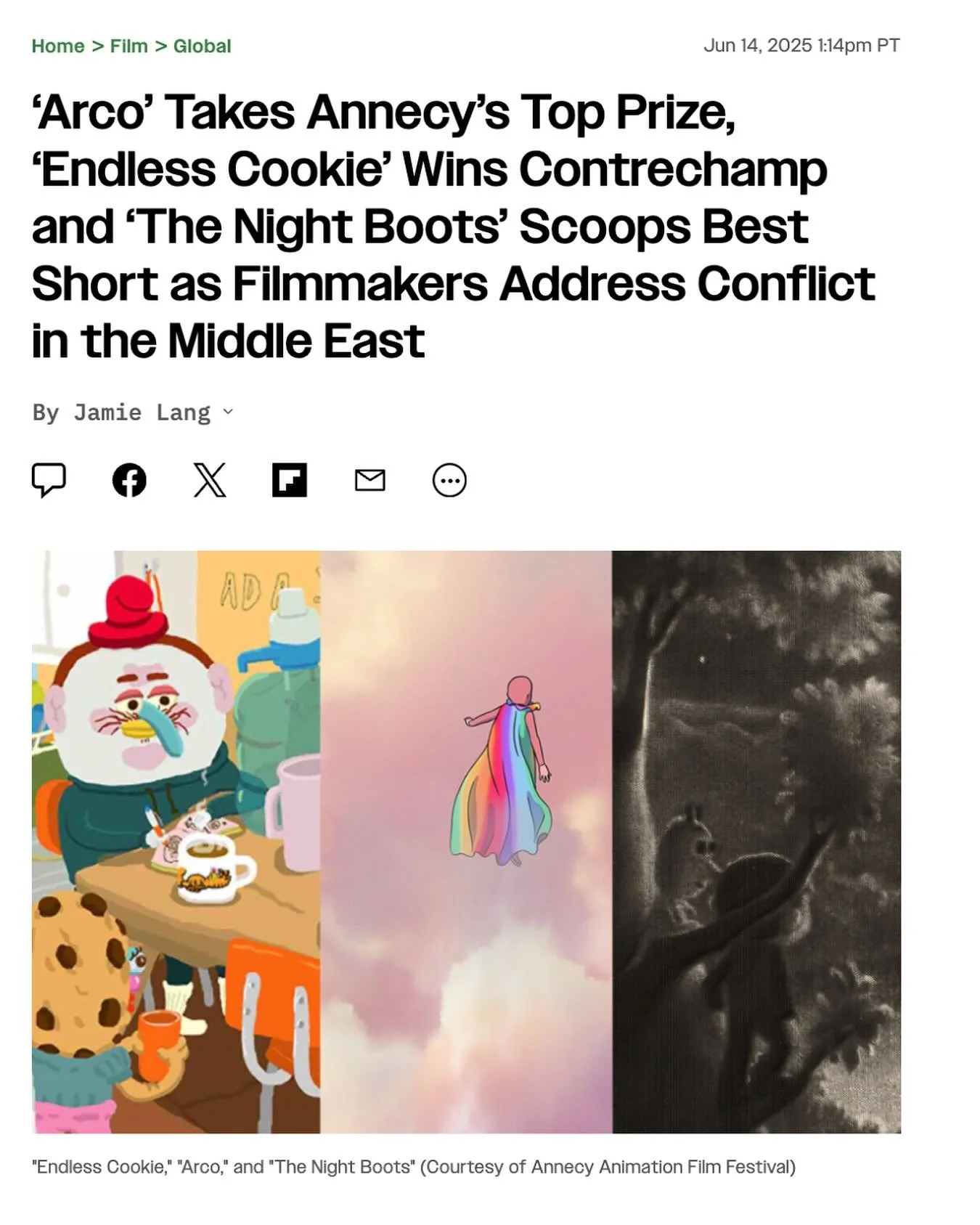 What an honour! Endless Cookie was awarded the Contrechamp award at the @annecyfestival this weekend. 🌟🍪🌟