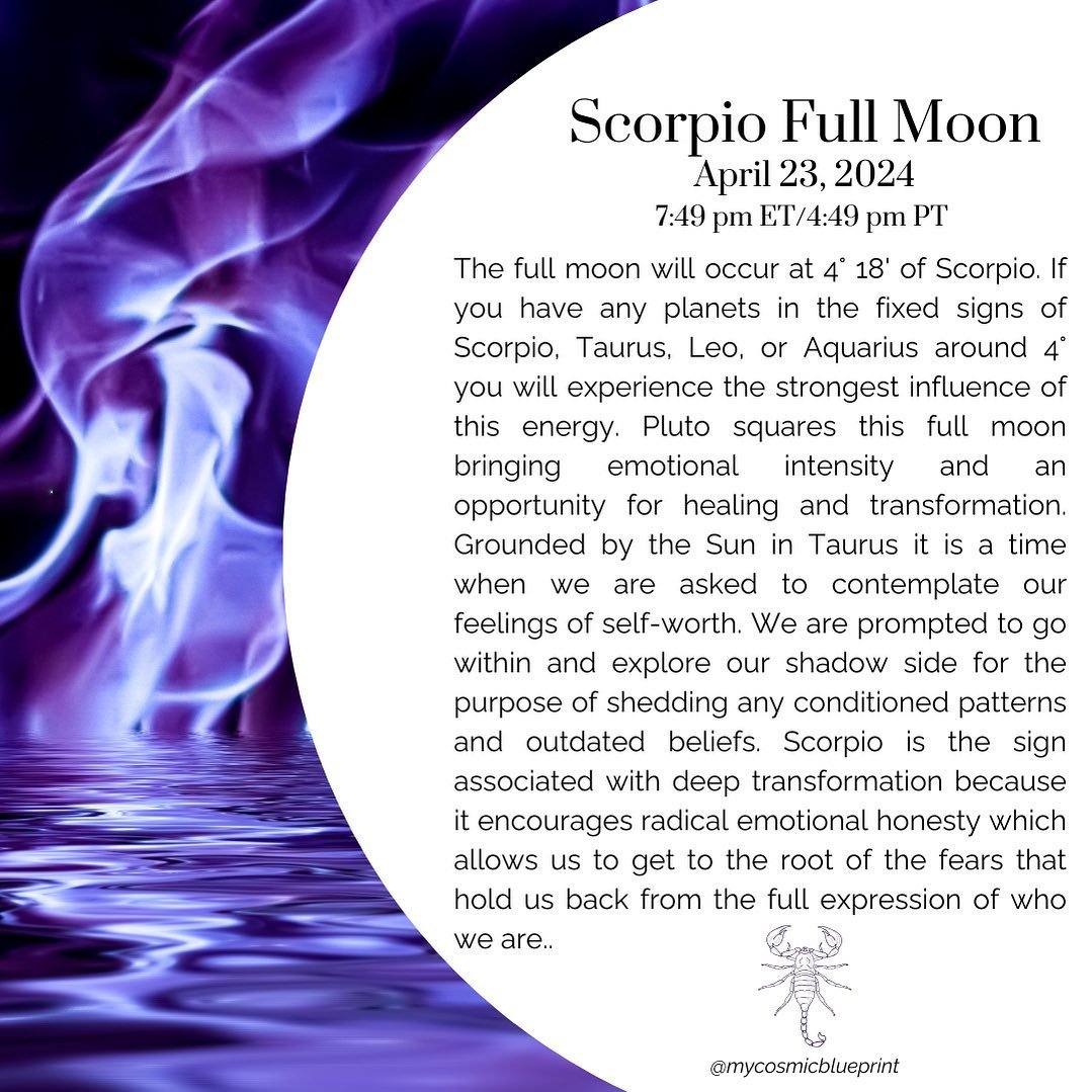 This is a cathartic full moon! ♏️ 🌕 

#fullmoon #scorpiofullmoon #scorpio #healing #selfworth #2024astrology #aprilastrology