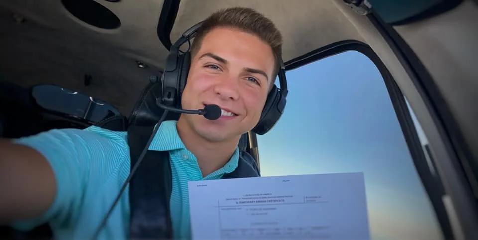 A Milestone Moment: Tyler Celebrating his Commercial Airplane Rating