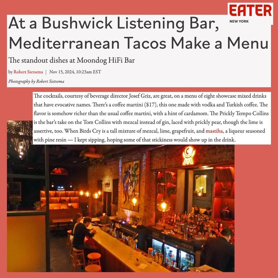 East Williamsburg&rsquo;s newest cocktail bar and listening lounge @moondoghifi has officially opened it&rsquo;s doors! This new spot from Chef Einat Admony and her brother Elon features Med-Mex cocktails, inventive street food, and rotating vinyl-on