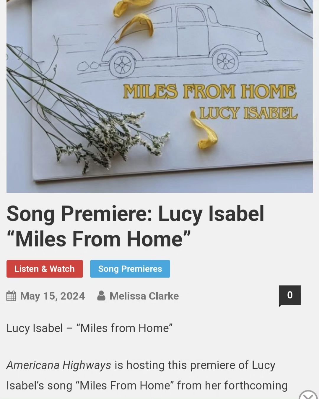 Thanks so much to @americanahighways for premiering my new single, Miles From Home!!! So excited for y'all to get a sneak peek of this tune before it releases this Friday, 5/17. You can find the link to the premiere in my bio!!