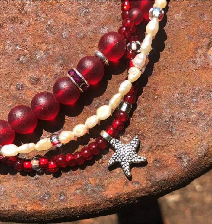 Tri-Strand Cultured Sea Glass Necklace