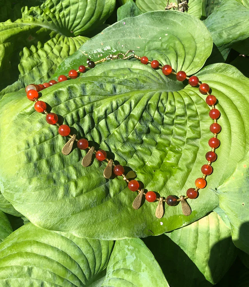 Carnelian Agate Necklace &amp; Earrings