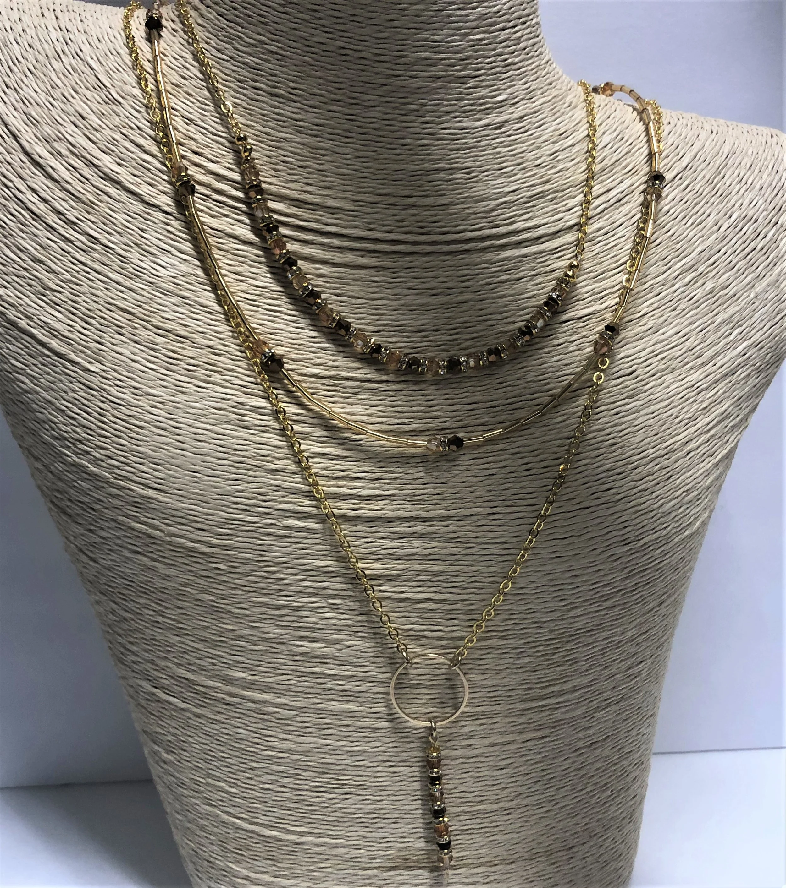Tri-layer Champagne Necklaces