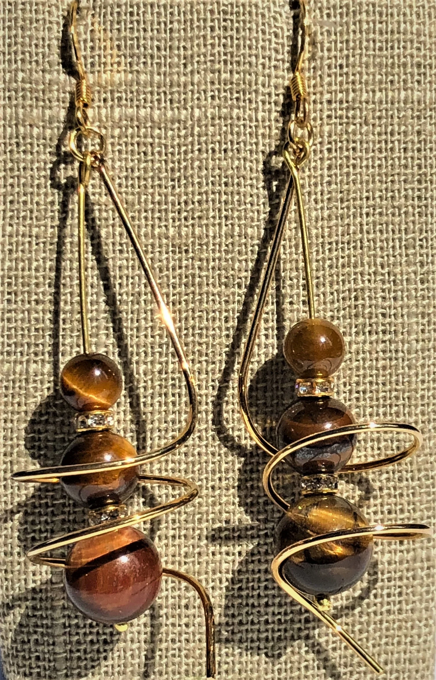 Tiger's Eye Spiral Earrings
