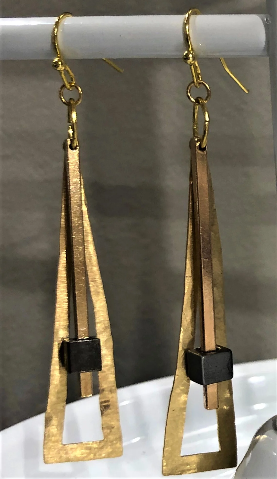 Mod Triangle Brass Earrings