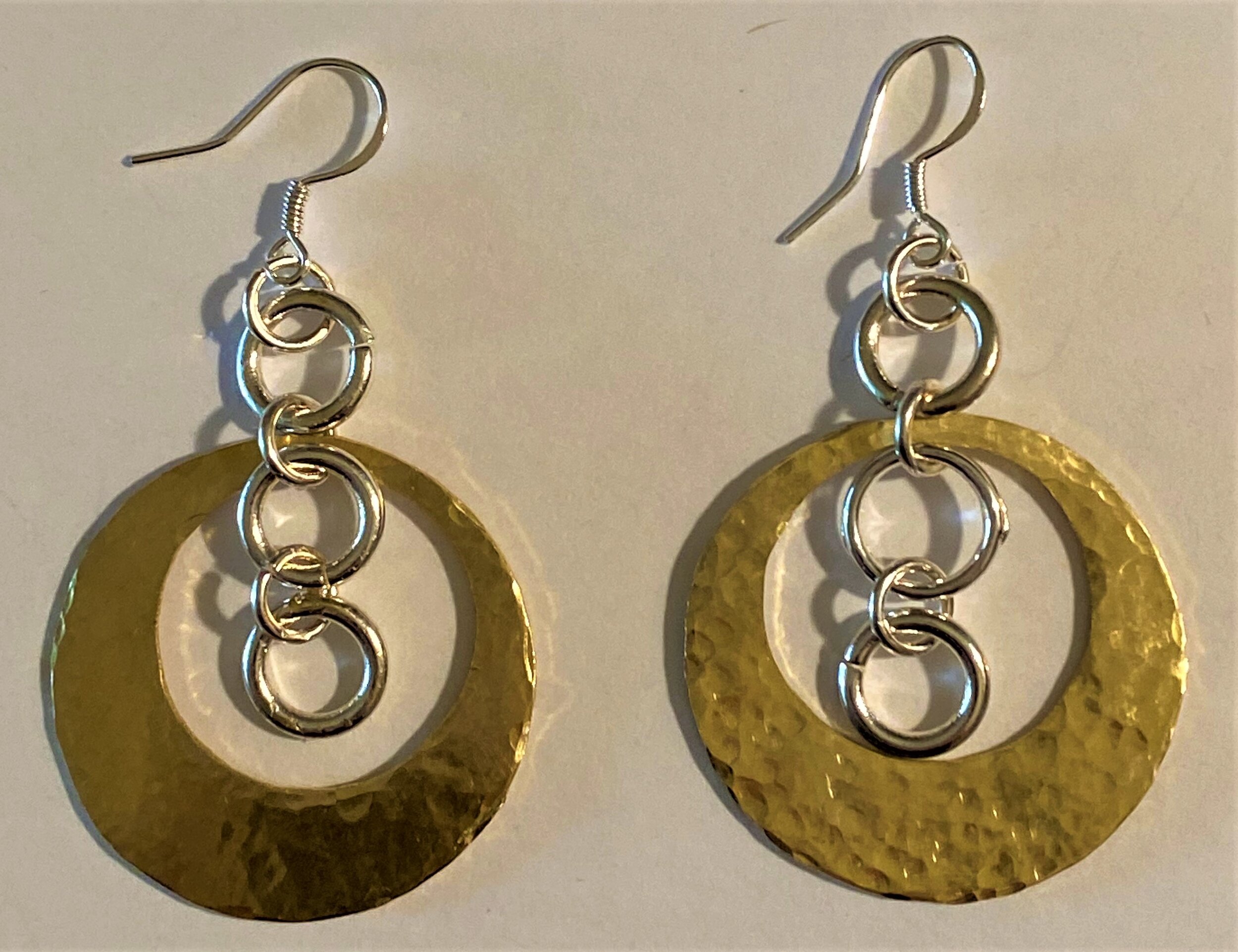 Hammered Brass with Silver Circles