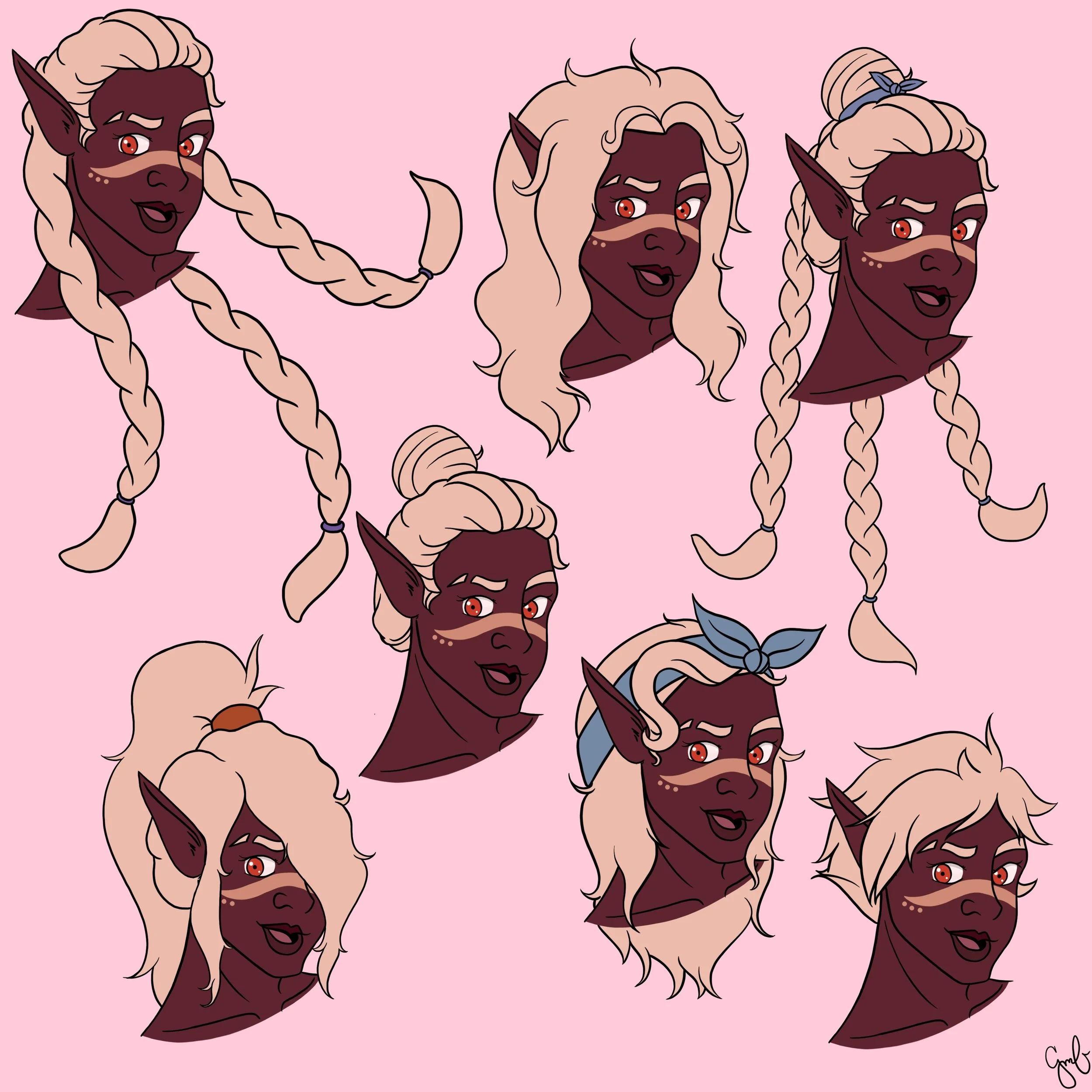 Verrine Hairstyle Model Sheet
