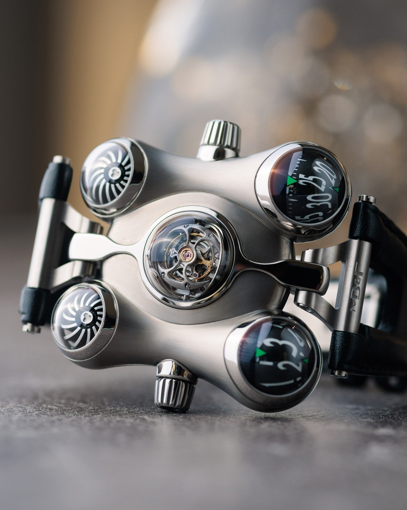 Presenting the MB&amp;F Horological Machine 6 &ldquo;Space Pirate&rdquo; in titanium. A pre-loved example now live on EsperLuxe! 

Coined the &ldquo;Space Pirate&rdquo; for good reason, this is a timepiece that feels more like a miniature spaceship t