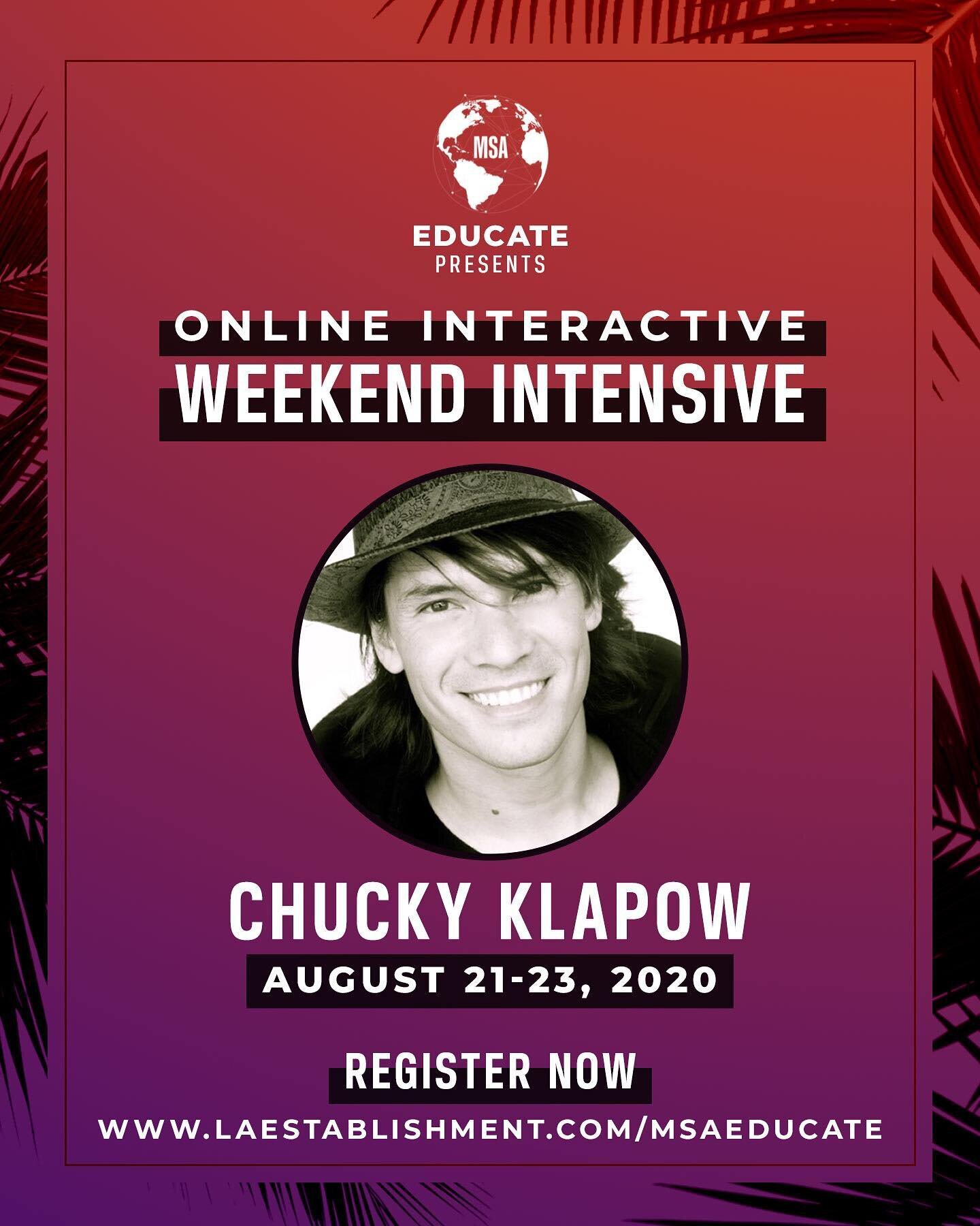 Train with @chuckyklapow and the rest of our incredible @MSA agency educators starting TOMORROW at the Weekend Intensive! Only a few spots available!