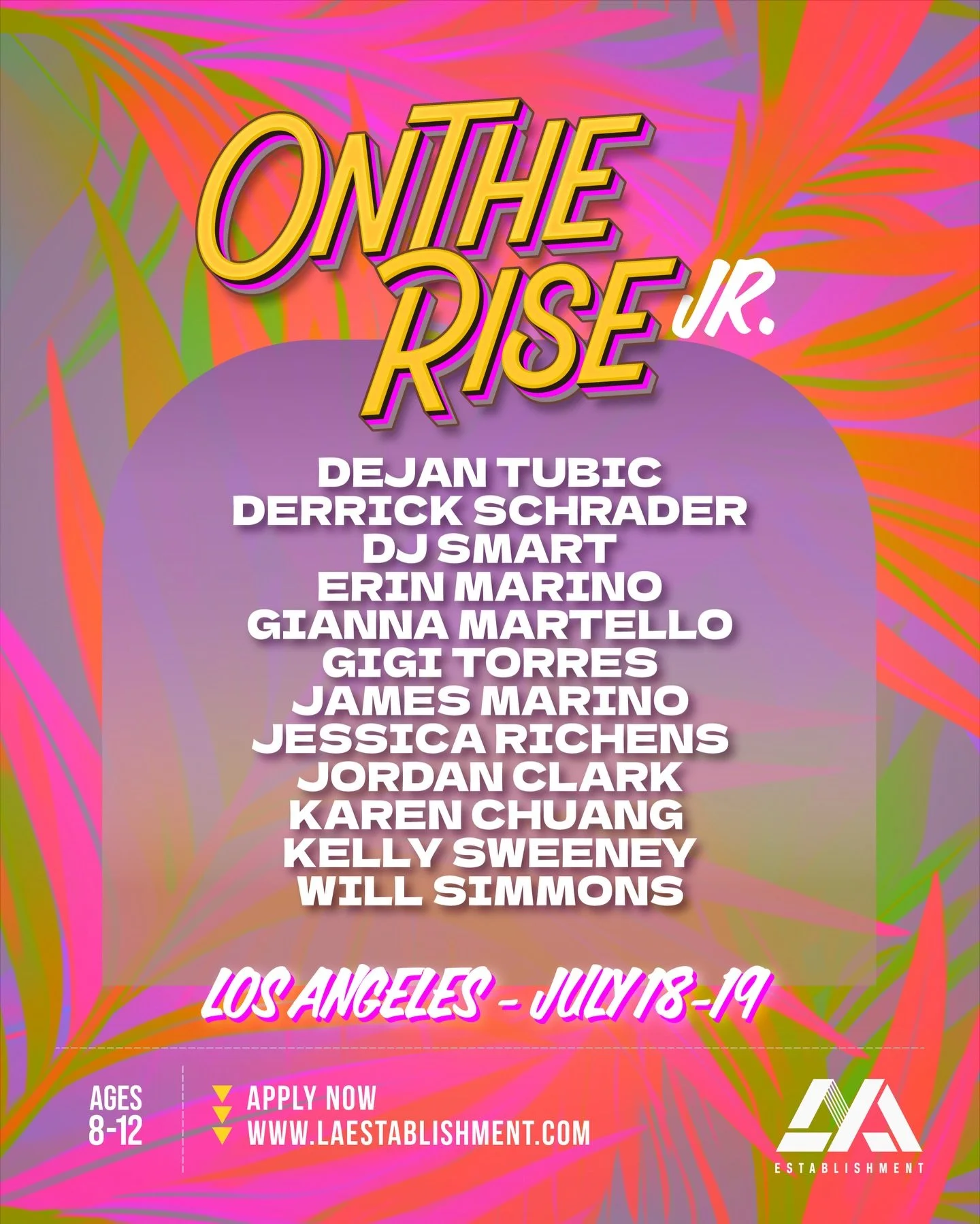 On the Rise Jr returns this summer in Los Angeles and we can&rsquo;t wait to dance with YOU!

Join us for a fun, focused weekend of dance training led by this amazing faculty! This experience is designed to challenge you, encourage growth, and inspir