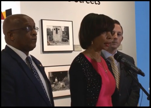 Mayor Pugh with Council President Young and Senator Ferguson announcing appointment No. 2 for commissioner.