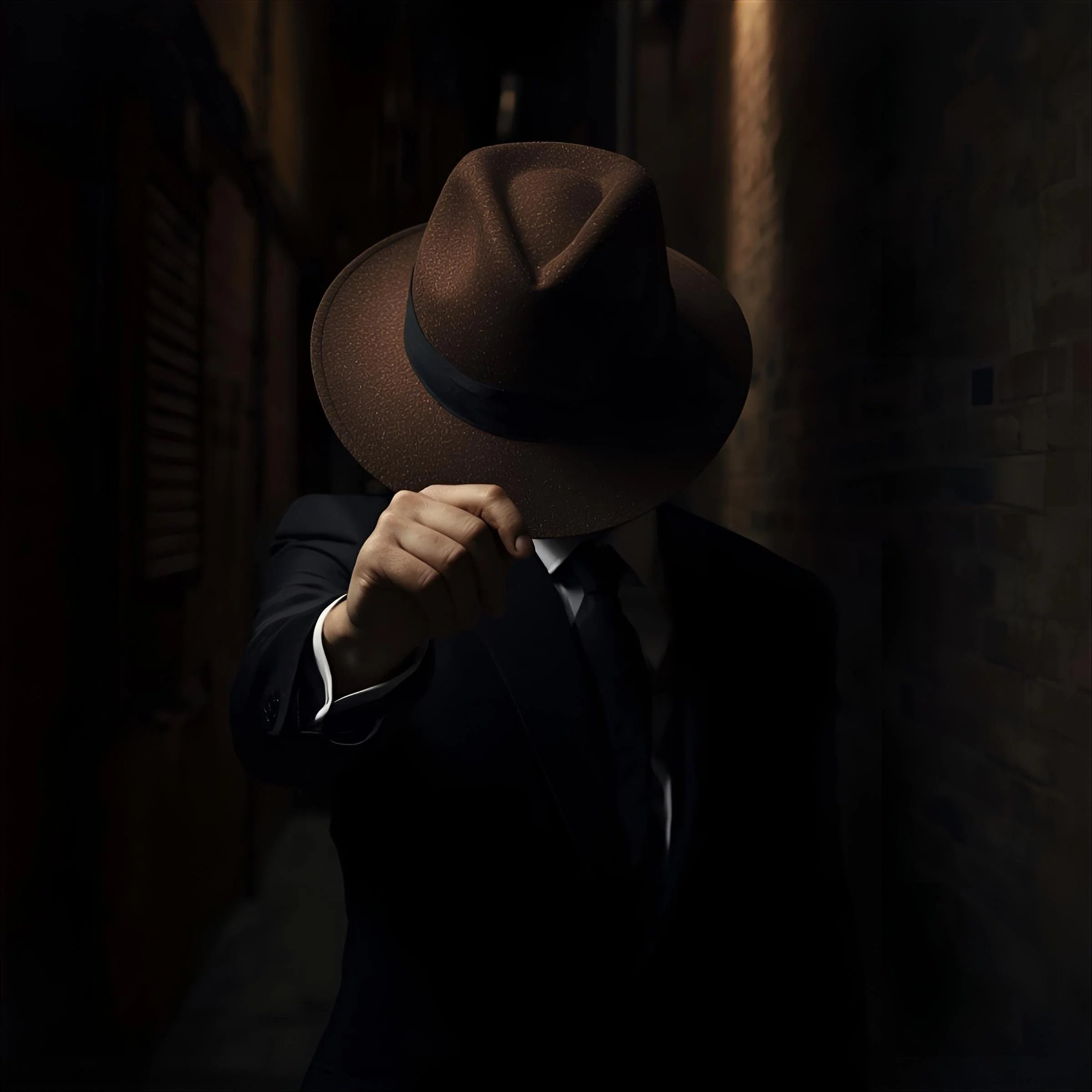 hand holding brown trilby but you cant see his face.  .jpg