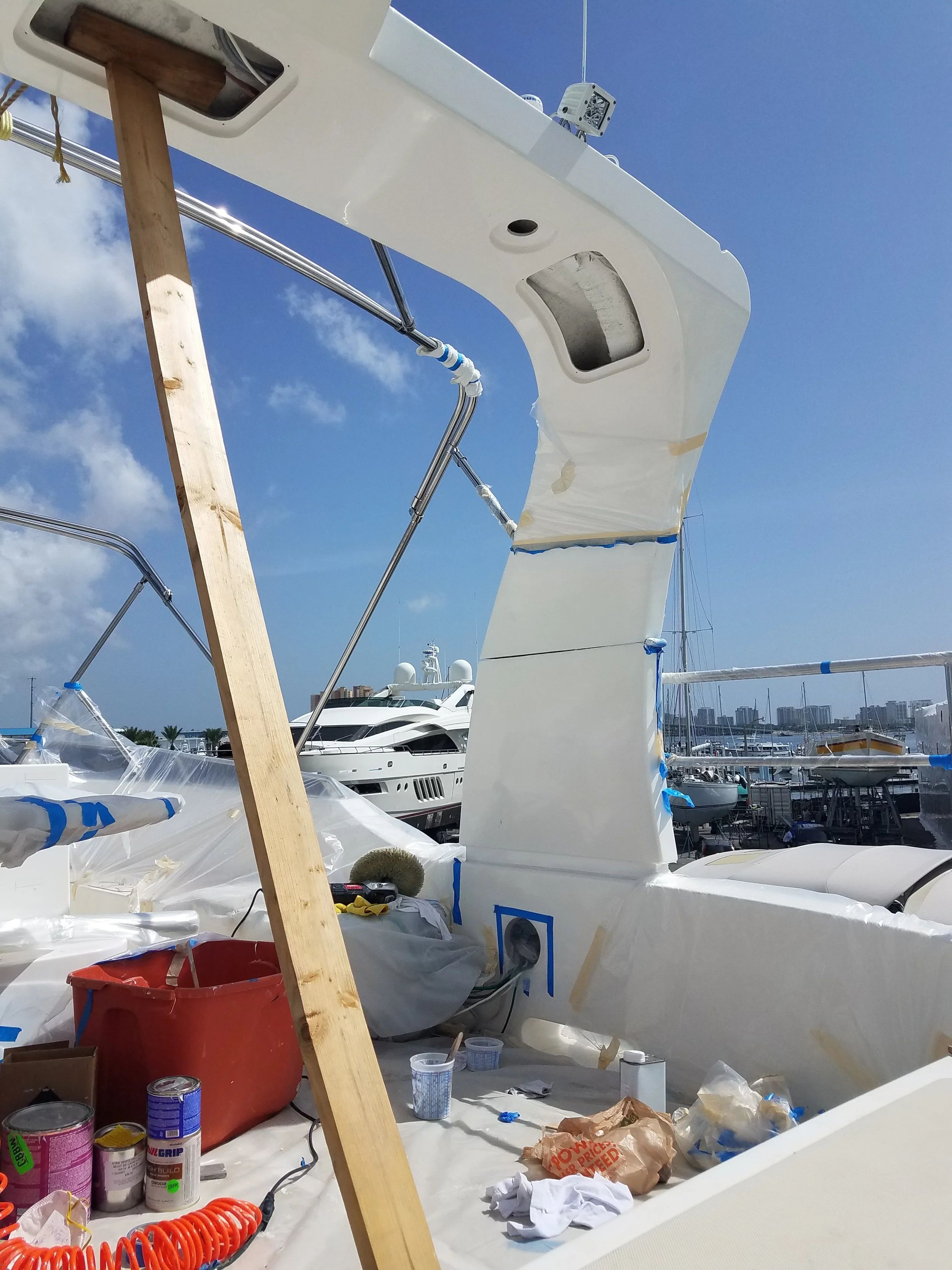 Hinge installation in the fly bridge arch