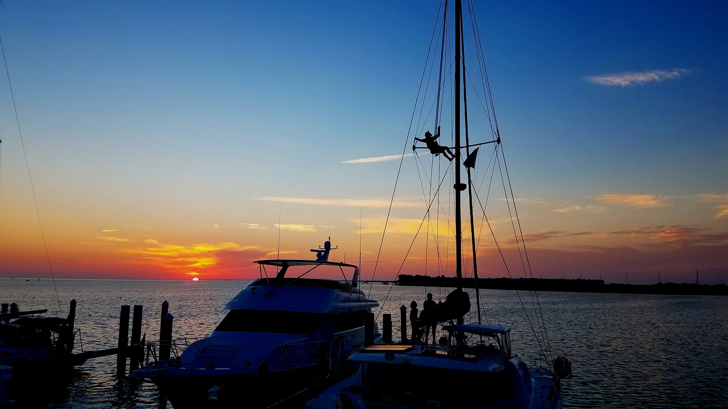 Sunset view from our slip at Marathon Marina, FL