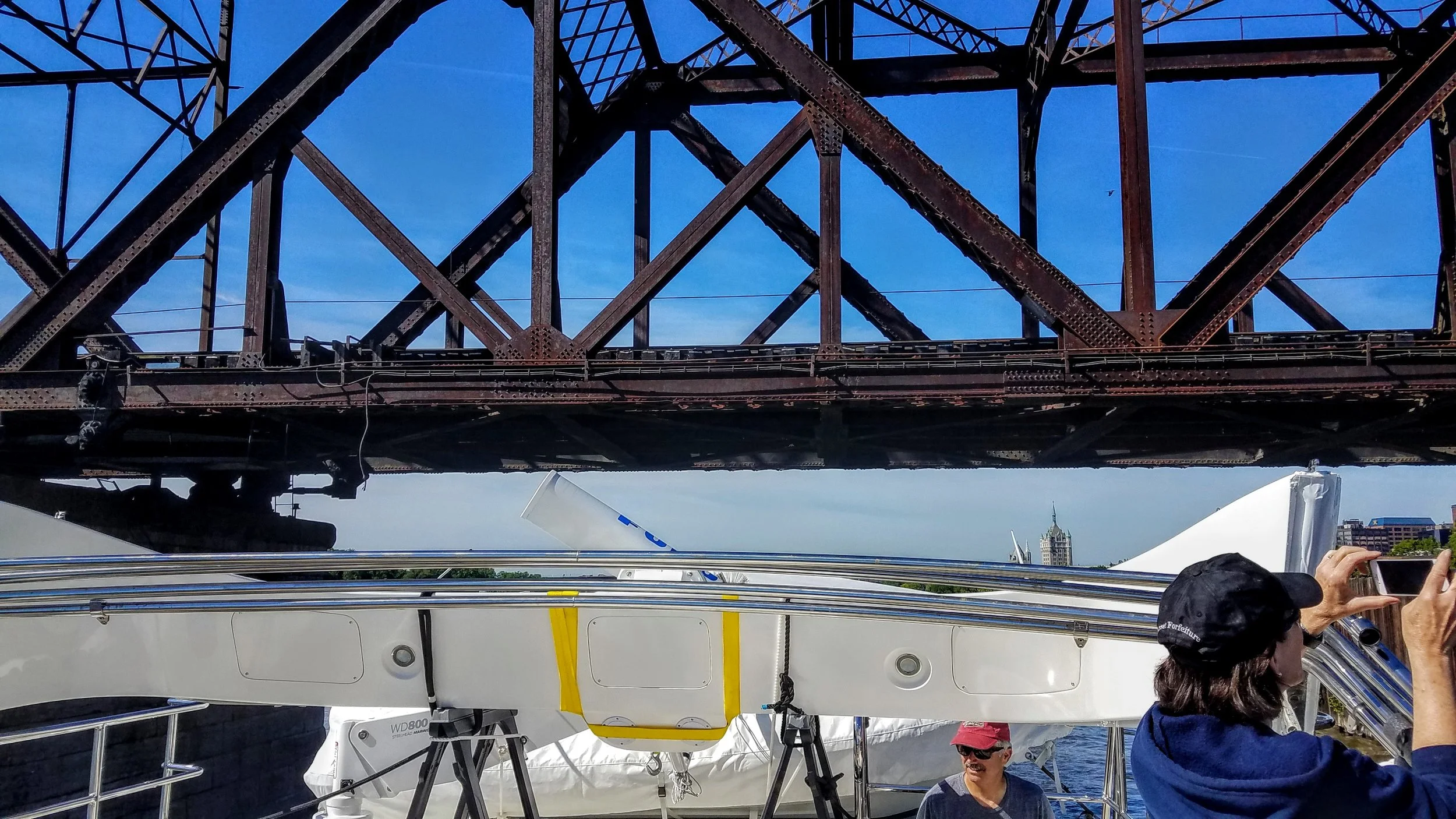 Now you can see why we had to lower the bimini and radar arch