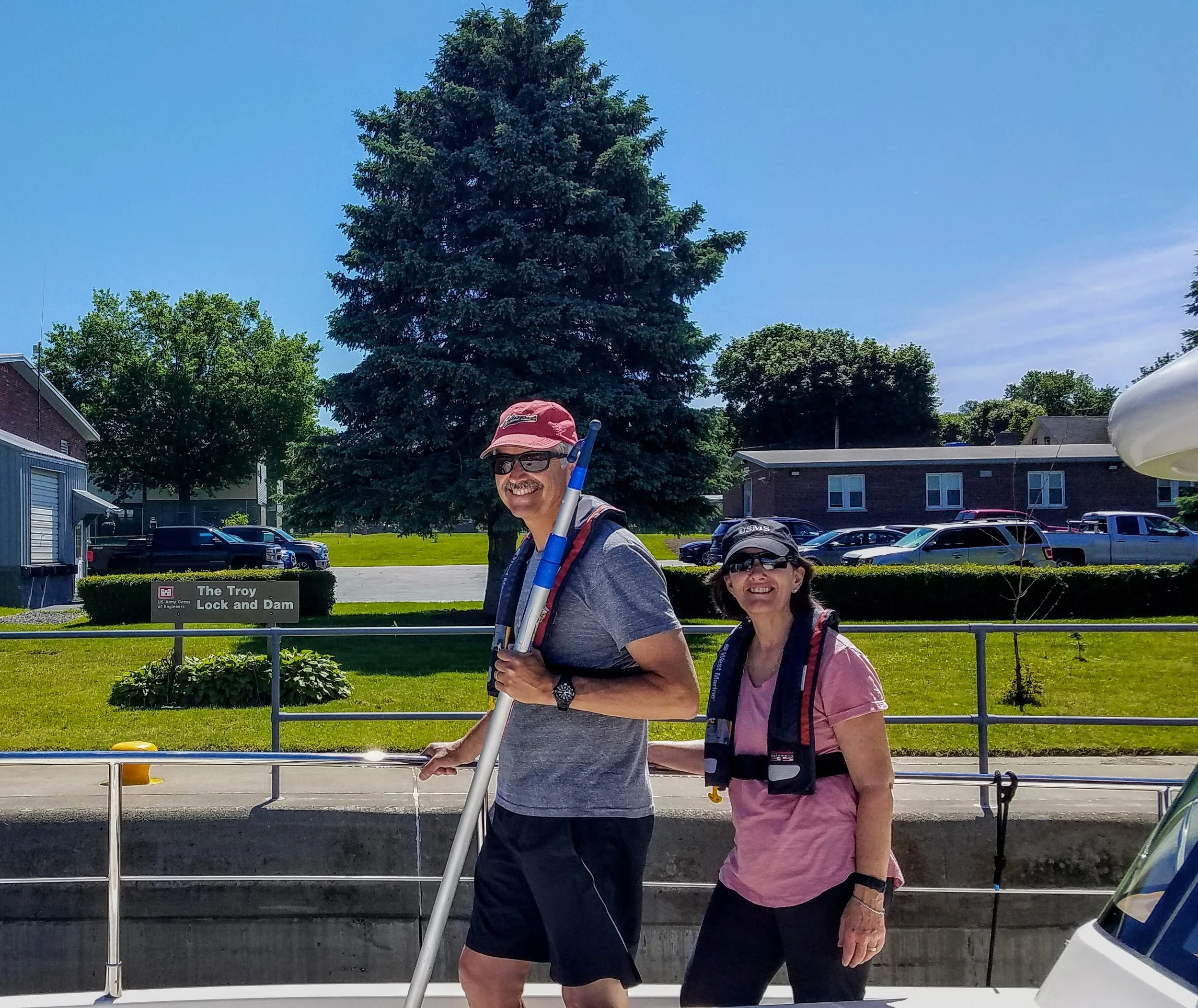 Maggie and Owen at the top of the Troy Lock