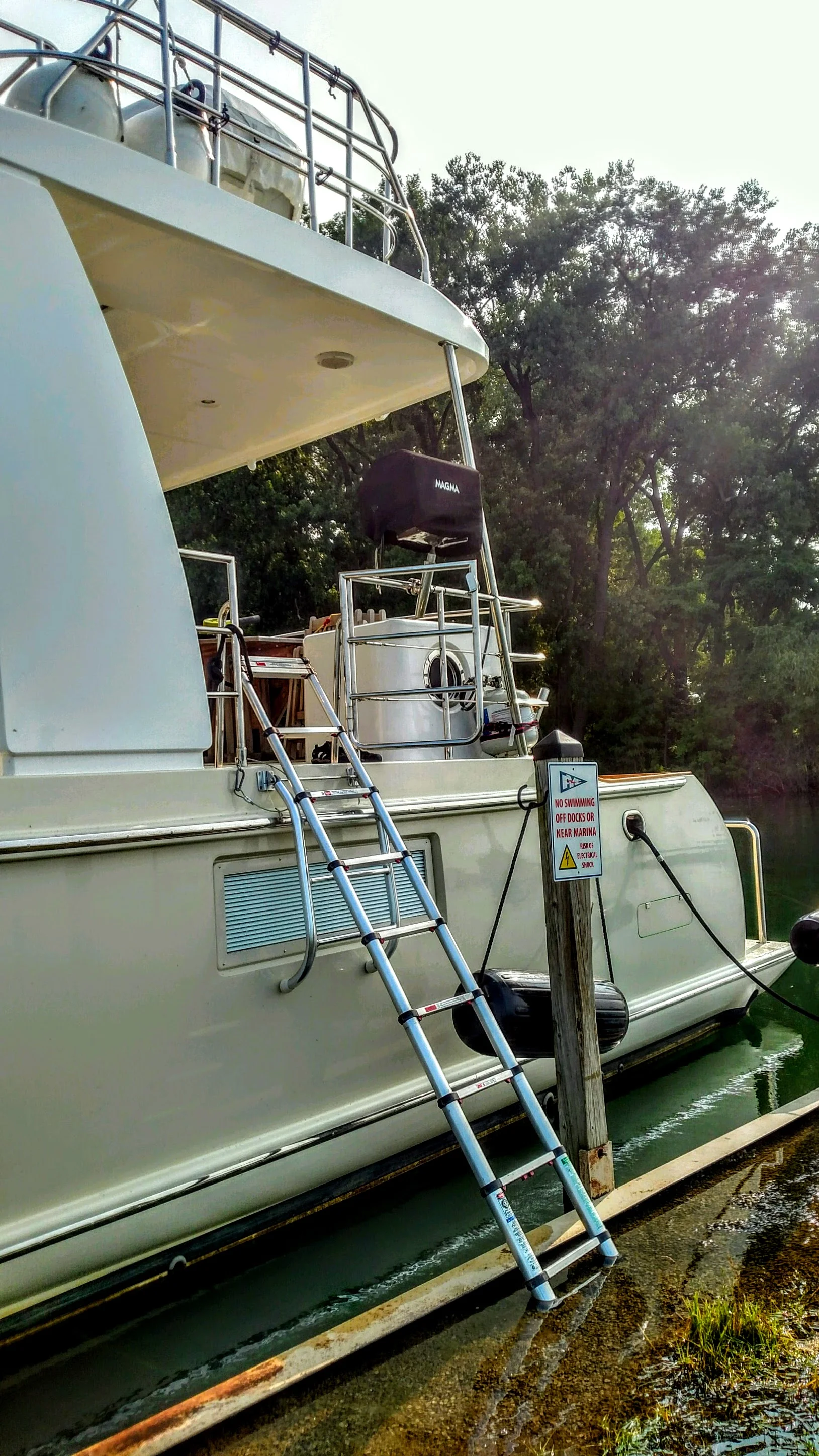 Larry gets creative in dealing with the high-water levels. Photo by Larry McCullough