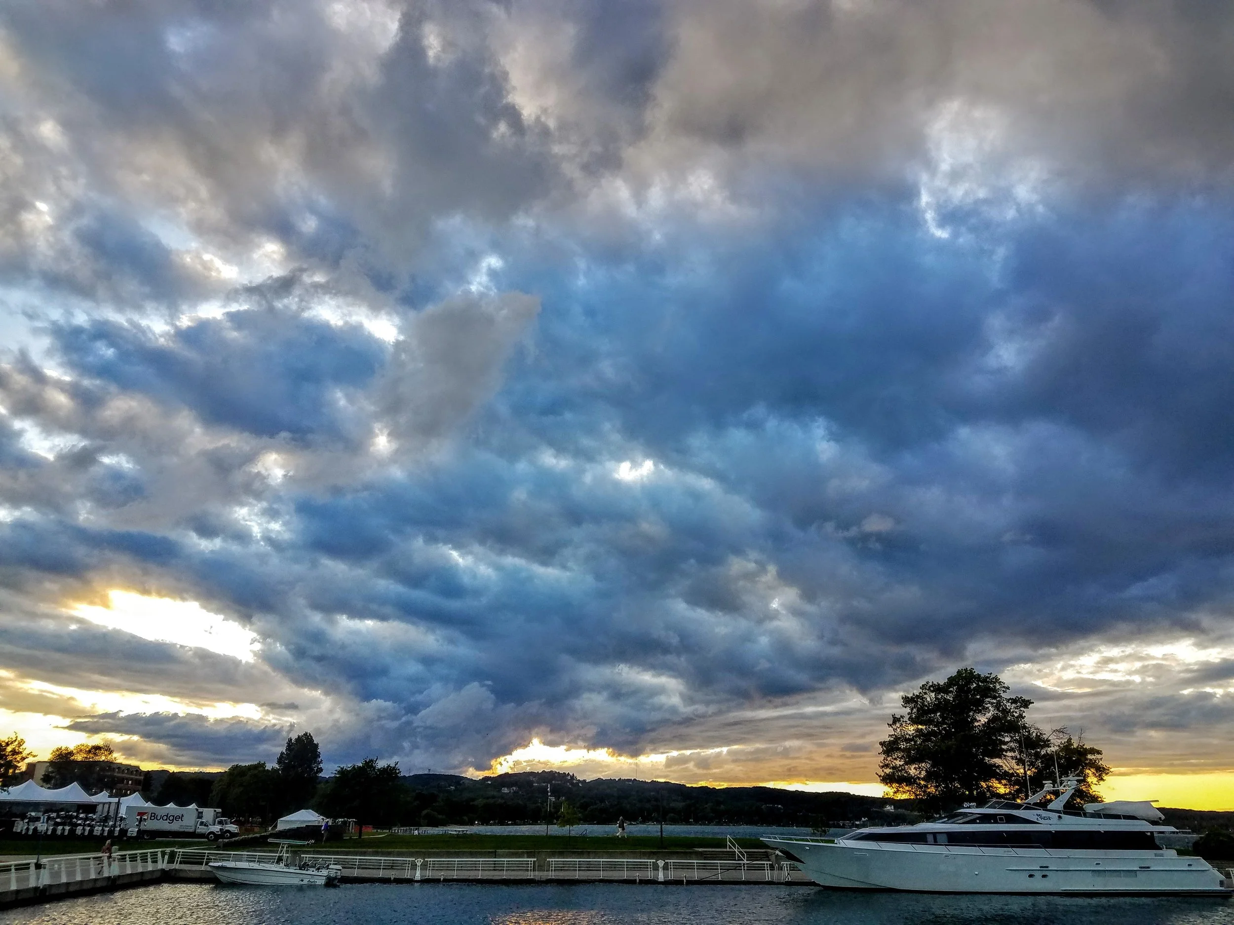 Nice sunset clouds at the Duncan Clinch Marina. The tents are for this weekends Ironman competition