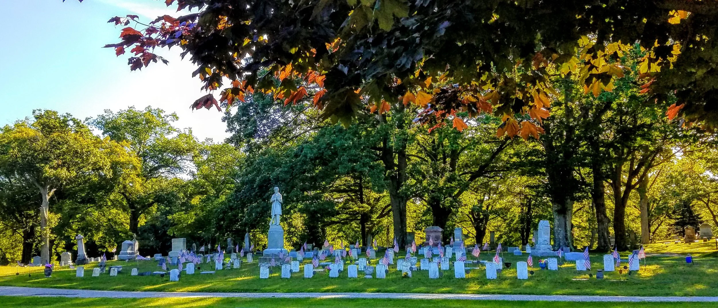 Below the GAR memorial are the markers from soldiers that fought in the First World War and the Second World War.