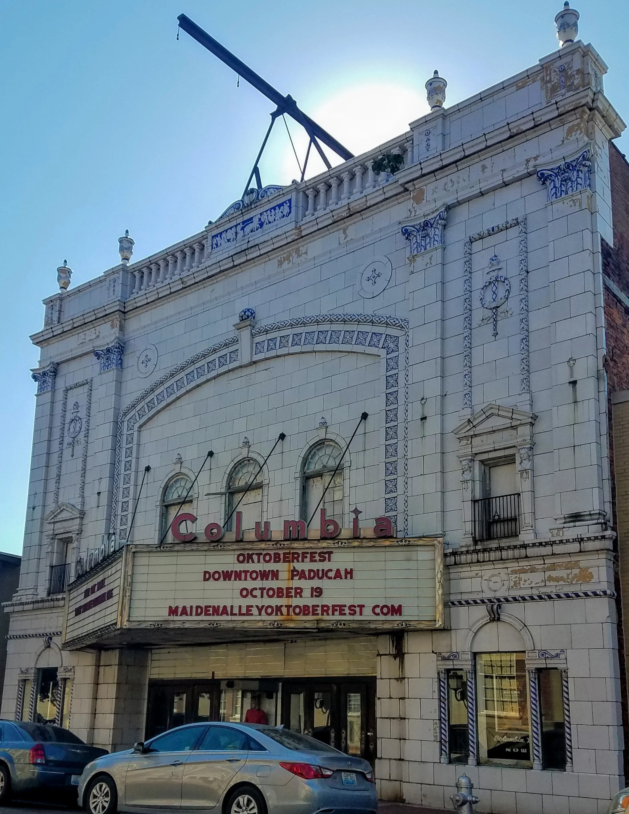 The old Columbia theatre on Broadway was built in 1926 by W. Earl Gore and went dark in 1987. The Columbia Theatre Restoration Project is trying to save this great landmark