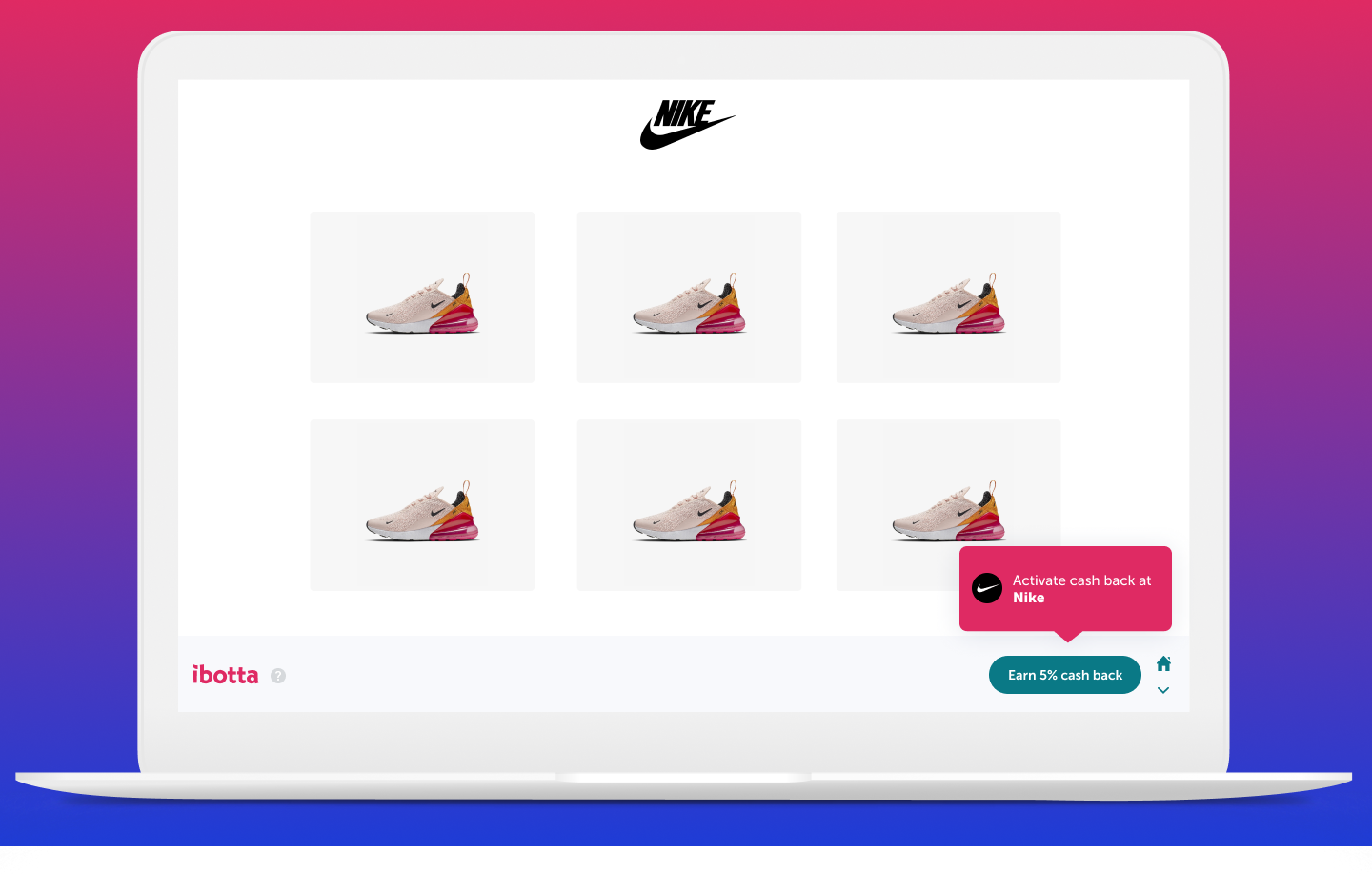 Activation This is the first screen in the BEX journey. When a user lands on a supported retailer site they see the “ribbon” at the bottom of the screen prompting them to activate cash back.