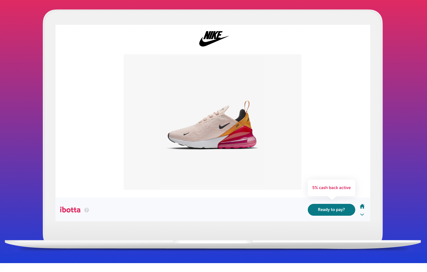 Post-activation At this point in the flow, the cash back amount is locked in and waiting for the user to initiate the payment process. This usually happens on a checkout screen.