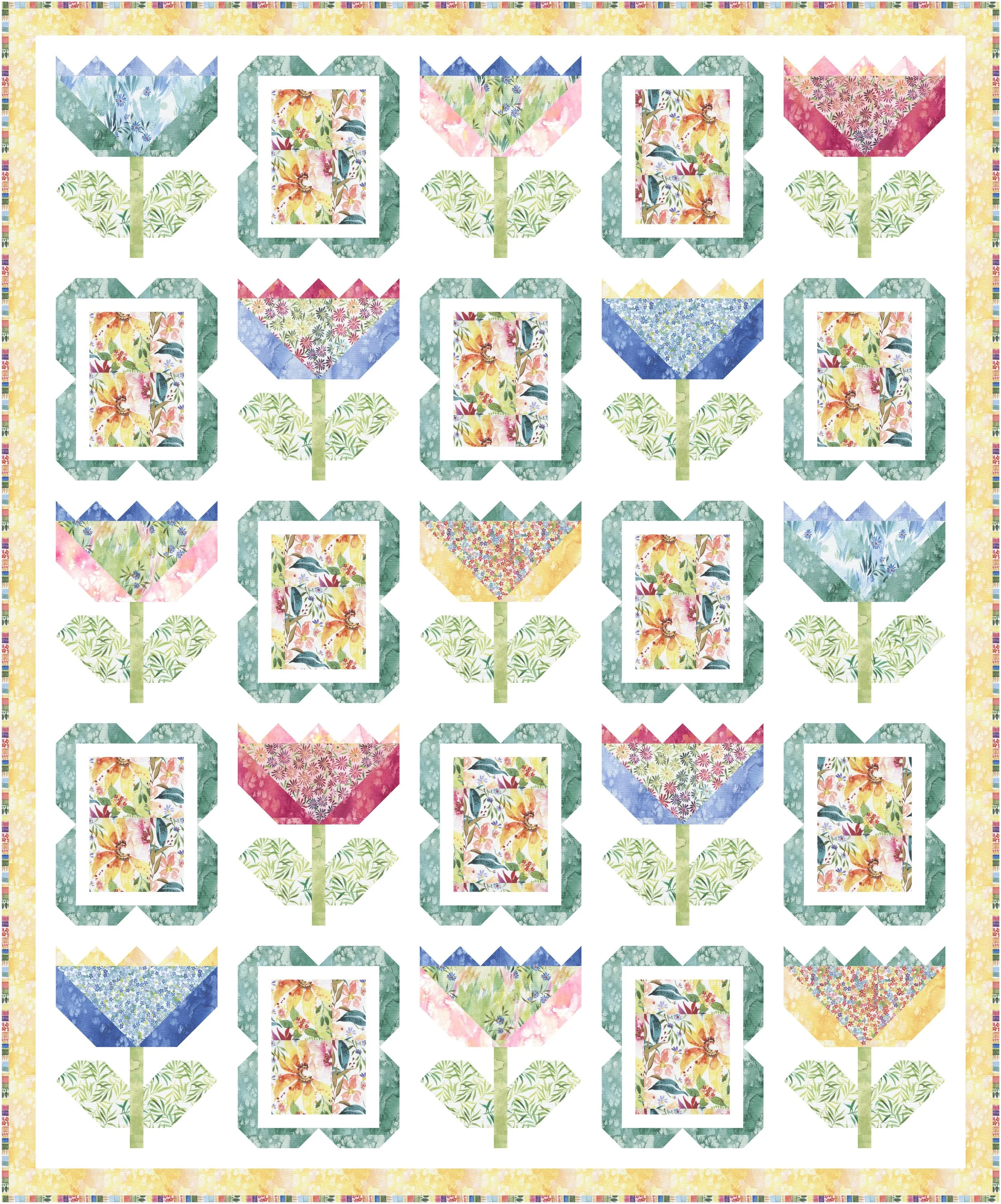 Tulips to Tango Quilt Pattern, (PDF)