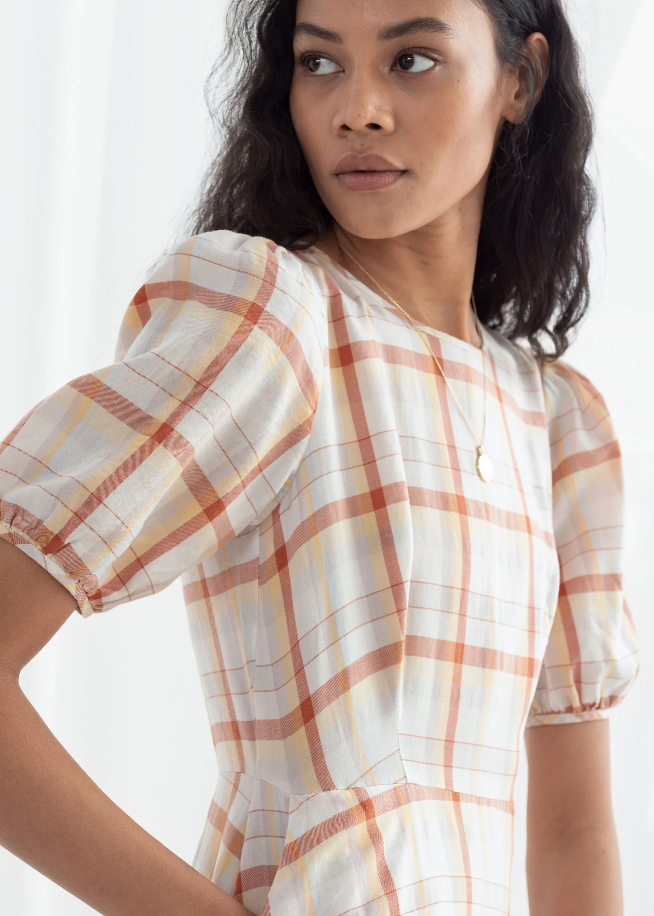 cotton blend handkerchief midi dress