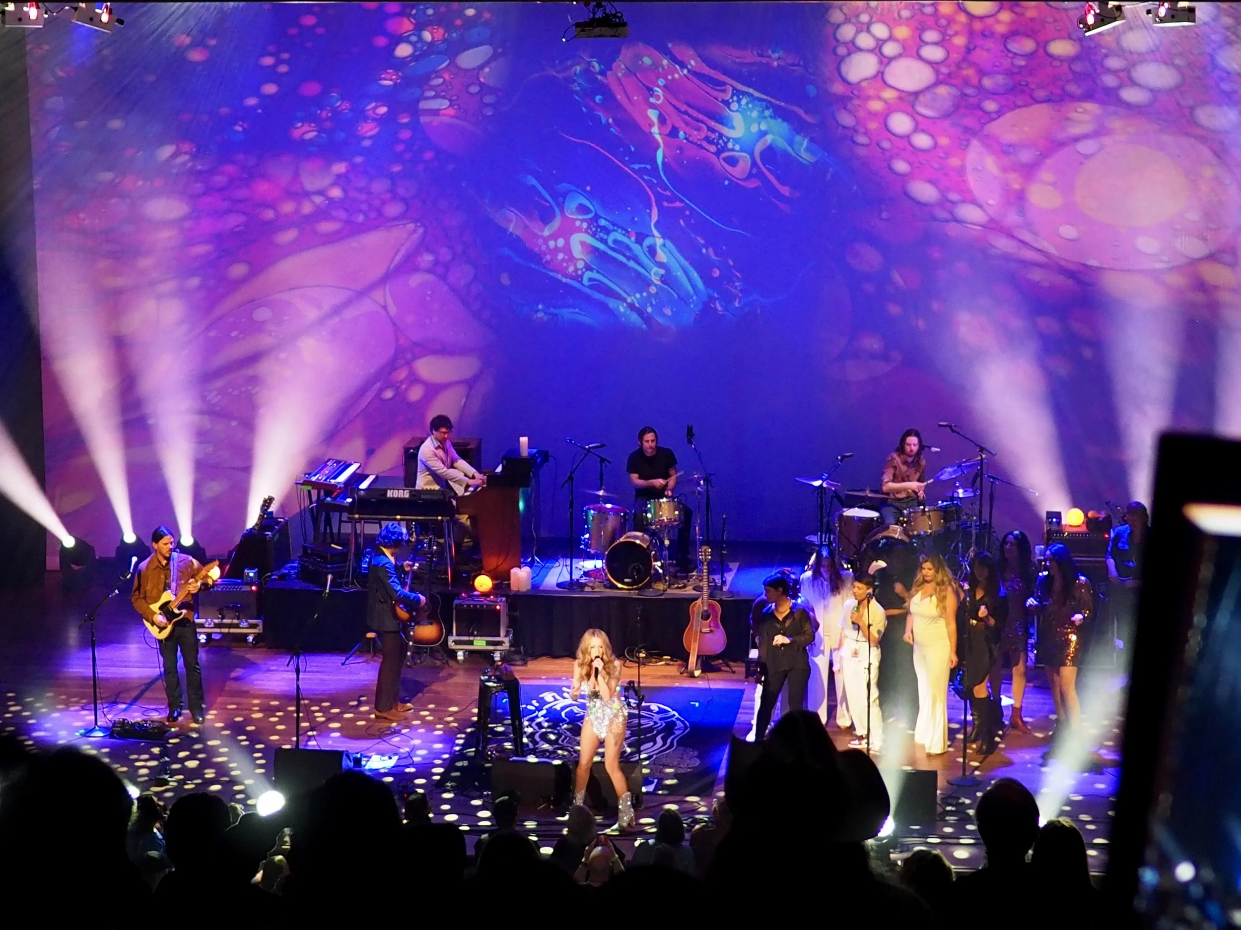 Margo Price at the Ryman Auditorium Nashville TN with purple liquid light projections by Bonnie Aldcroft