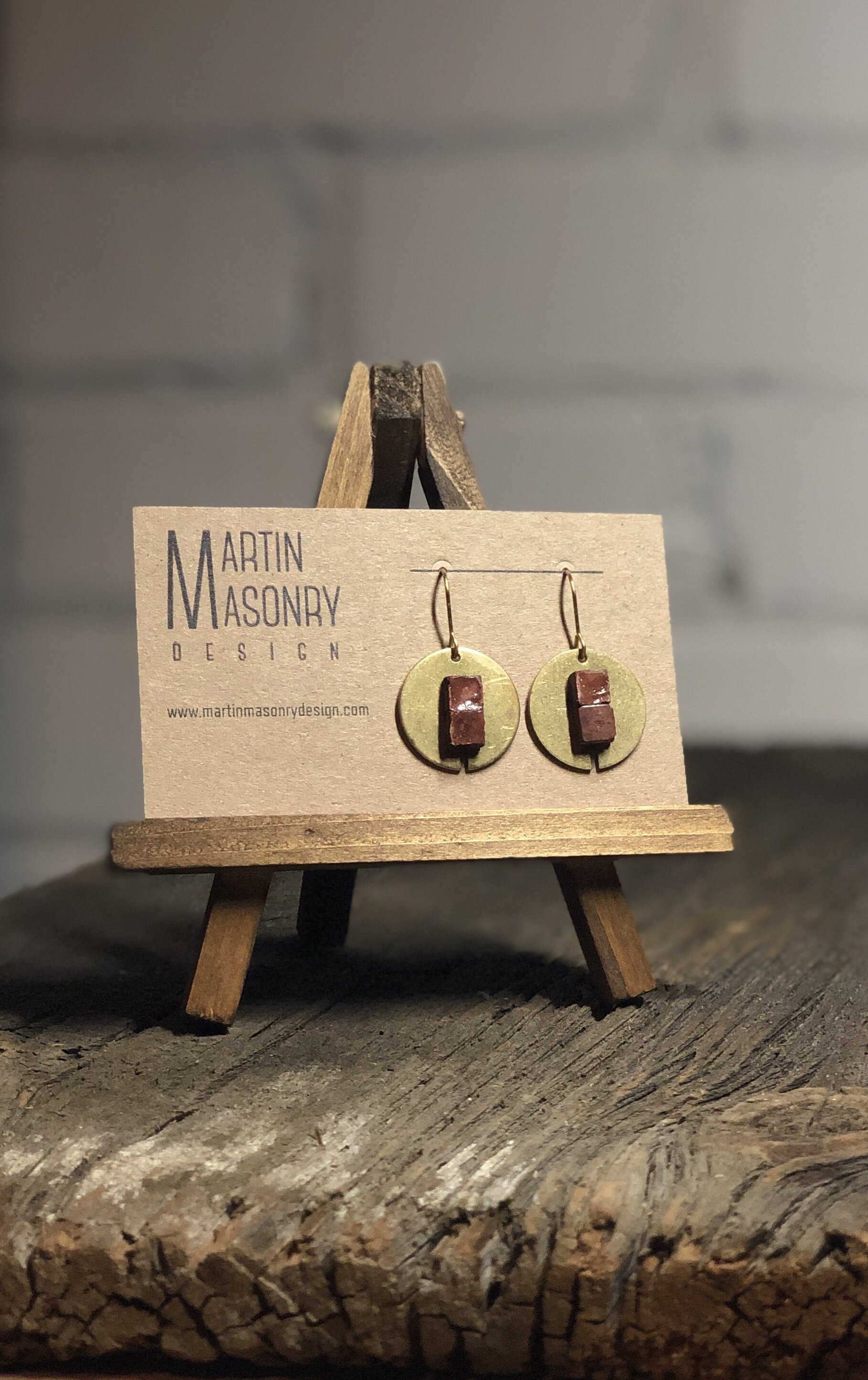 Deep red double cement cubes on brass rounds