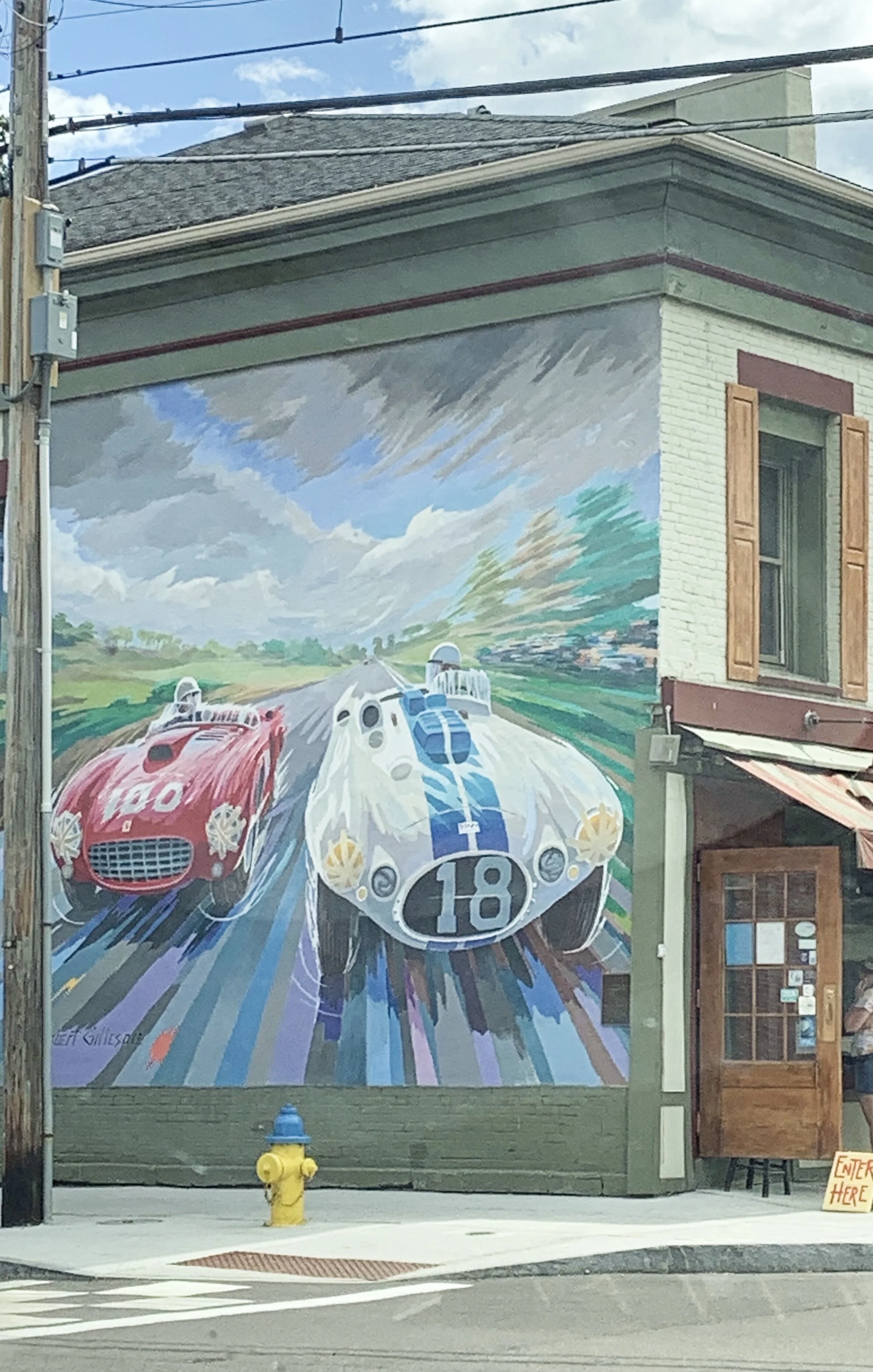 The racing mural in downtown Watkins Glen.