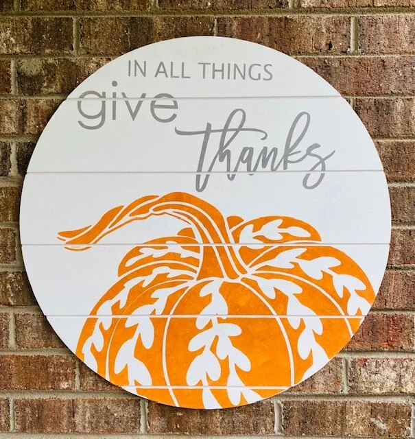 Give Thanks Pumpkin Circle Sign