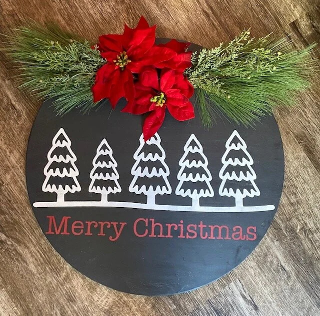 Merry Christmas Trees Circular Sign