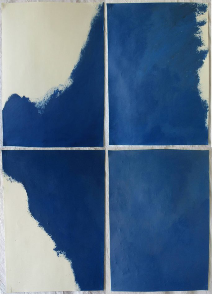 split painting (blue window)