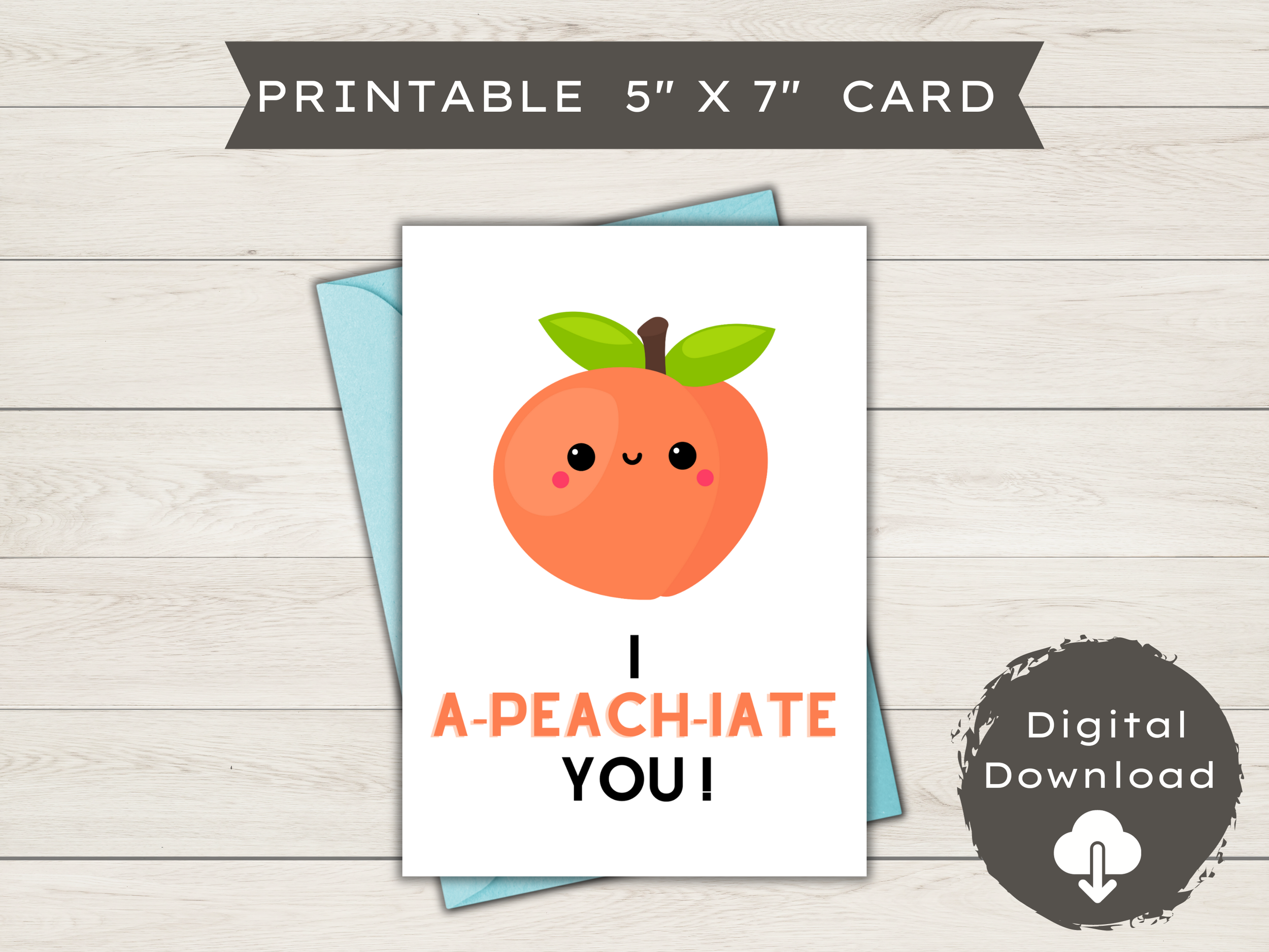 Funny Thank You Card | Blank - I a-peach-iate you