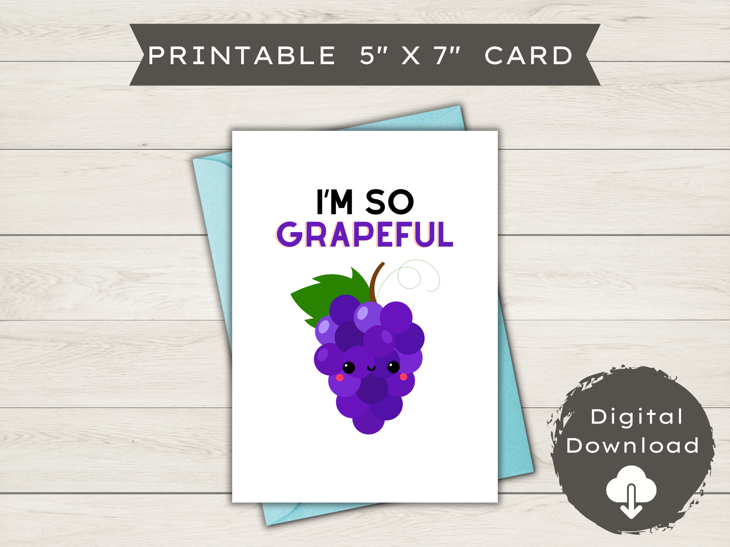 Funny Thank You Card | Blank - I'm So Grapeful