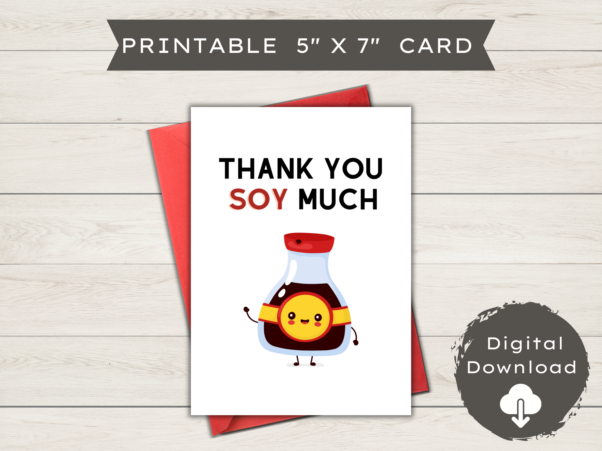 Funny Thank You Card | Blank - Thank you soy much