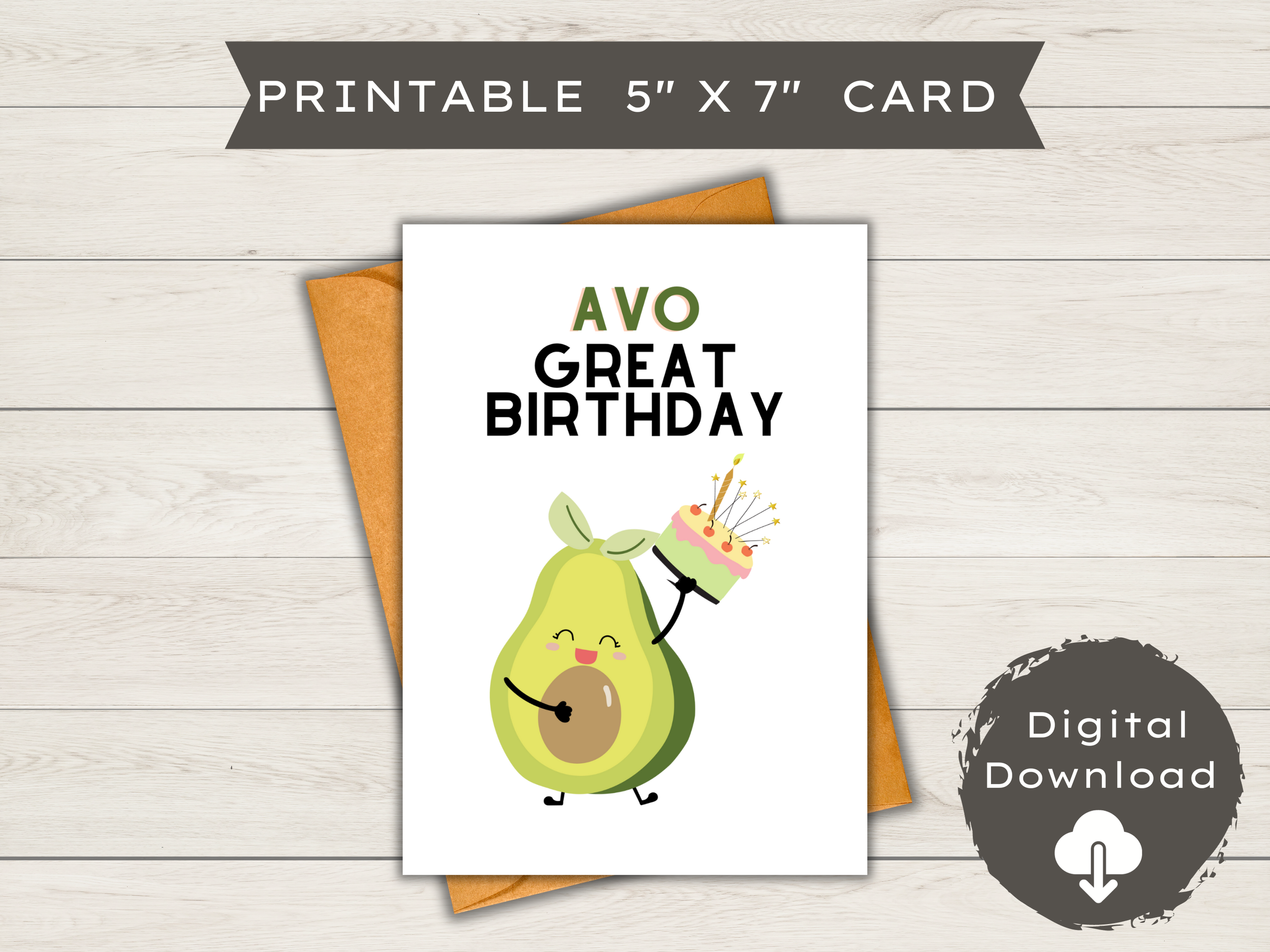 Printable Birthday Card - Blank Card - Avo Happy Birthday