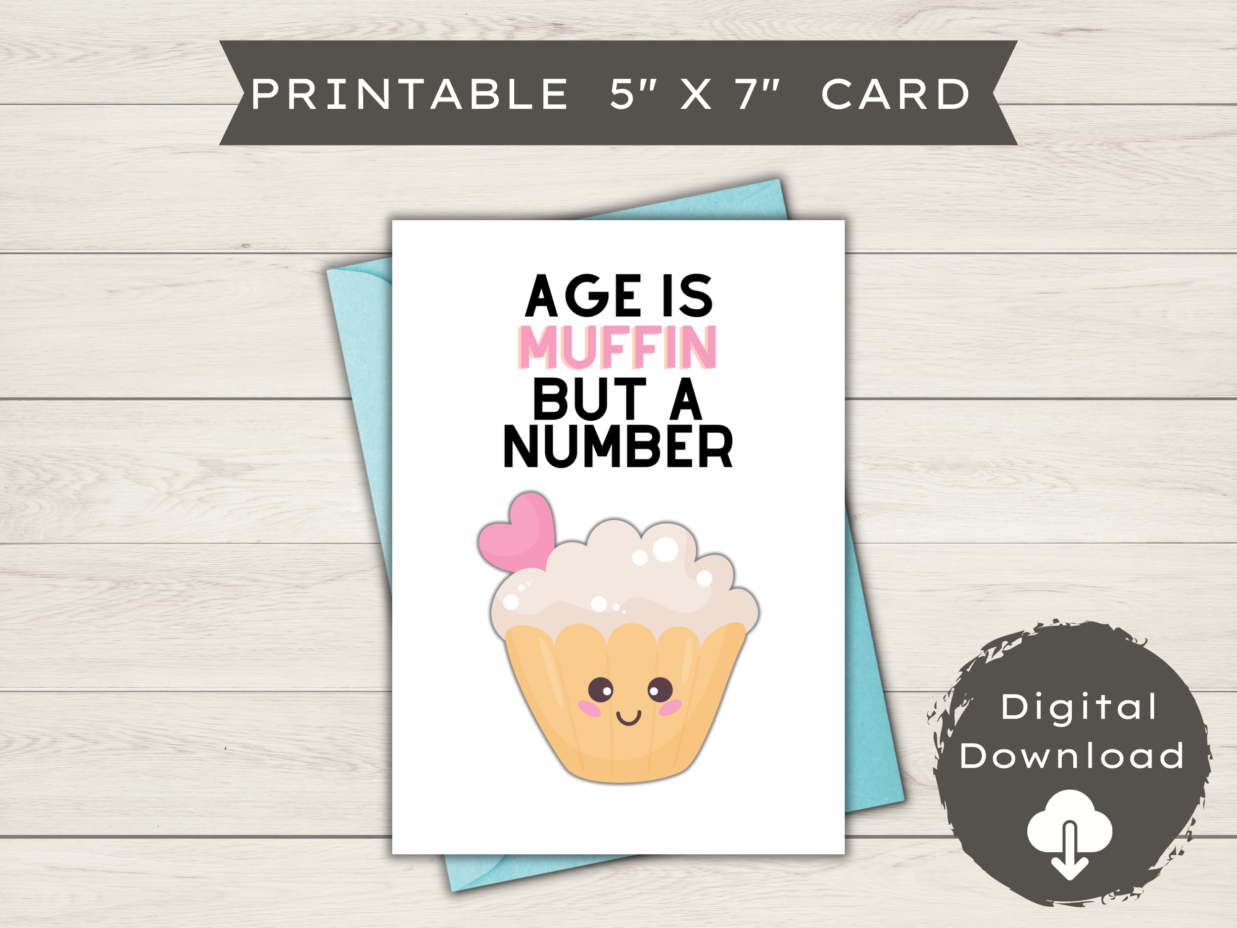 Printable Birthday Card - Age is Muffin but a Number